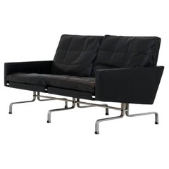 PK 31/2 Sofa in Black Patinated Leather