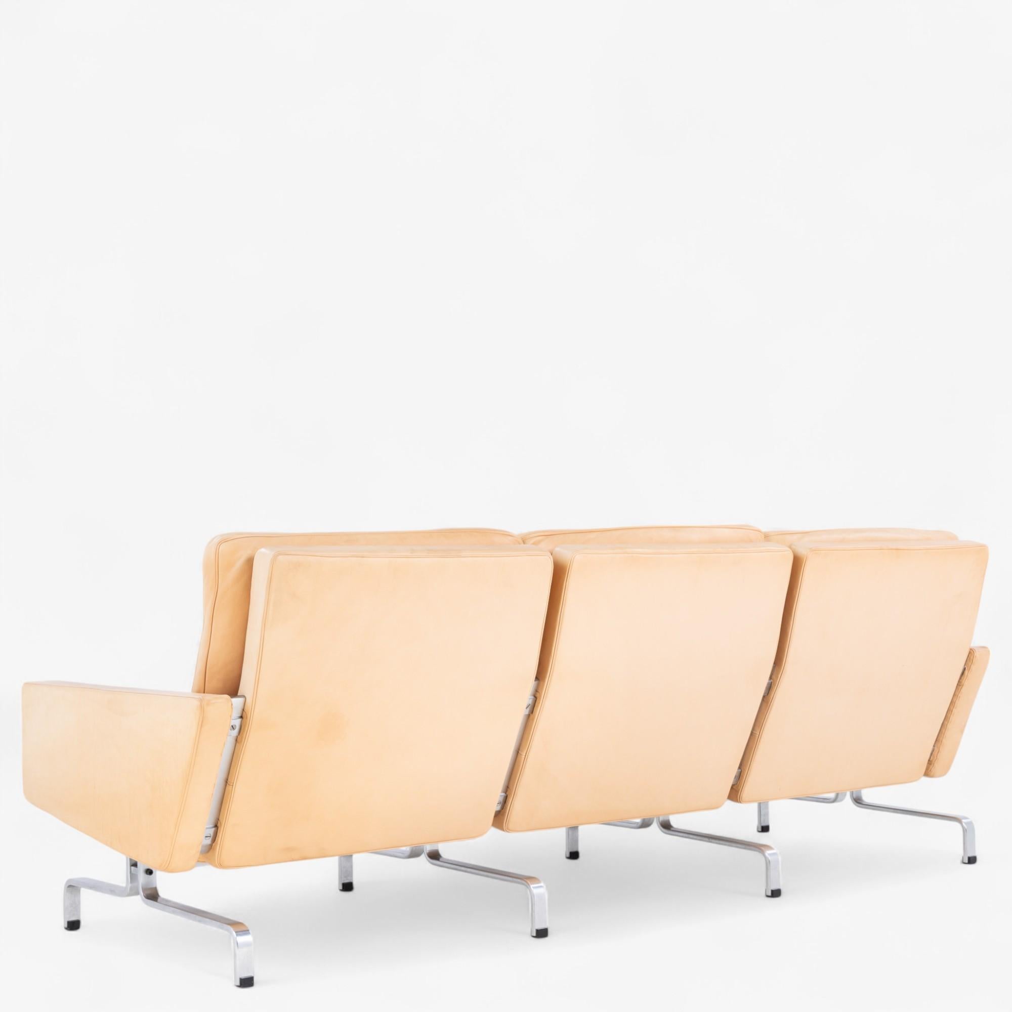 Mid-Century moderno PK 31/3 - Divano a 3 posti in pelle naturale di Poul Kjærholm in vendita