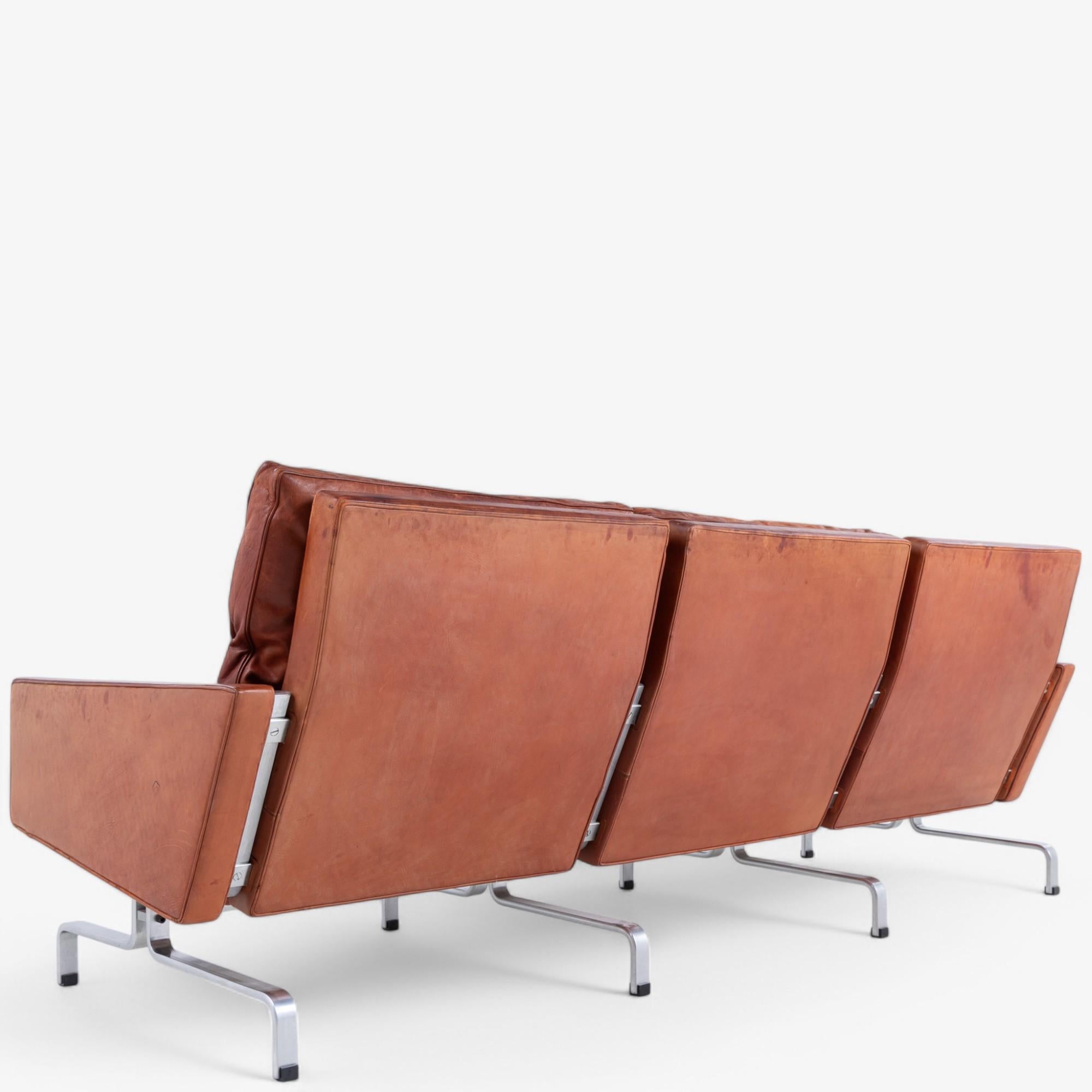 PK 31/3 - 3-Sitzer Sofa in original Leder von Poul Kjærholm (Moderne der Mitte des Jahrhunderts) im Angebot