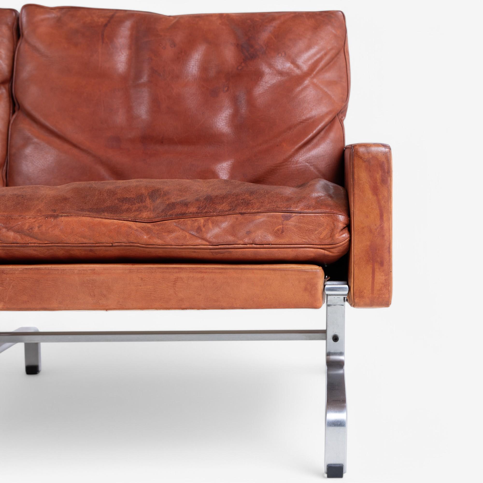 PK 31/3 - 3-Sitzer Sofa in original Leder von Poul Kjærholm (Dänisch) im Angebot