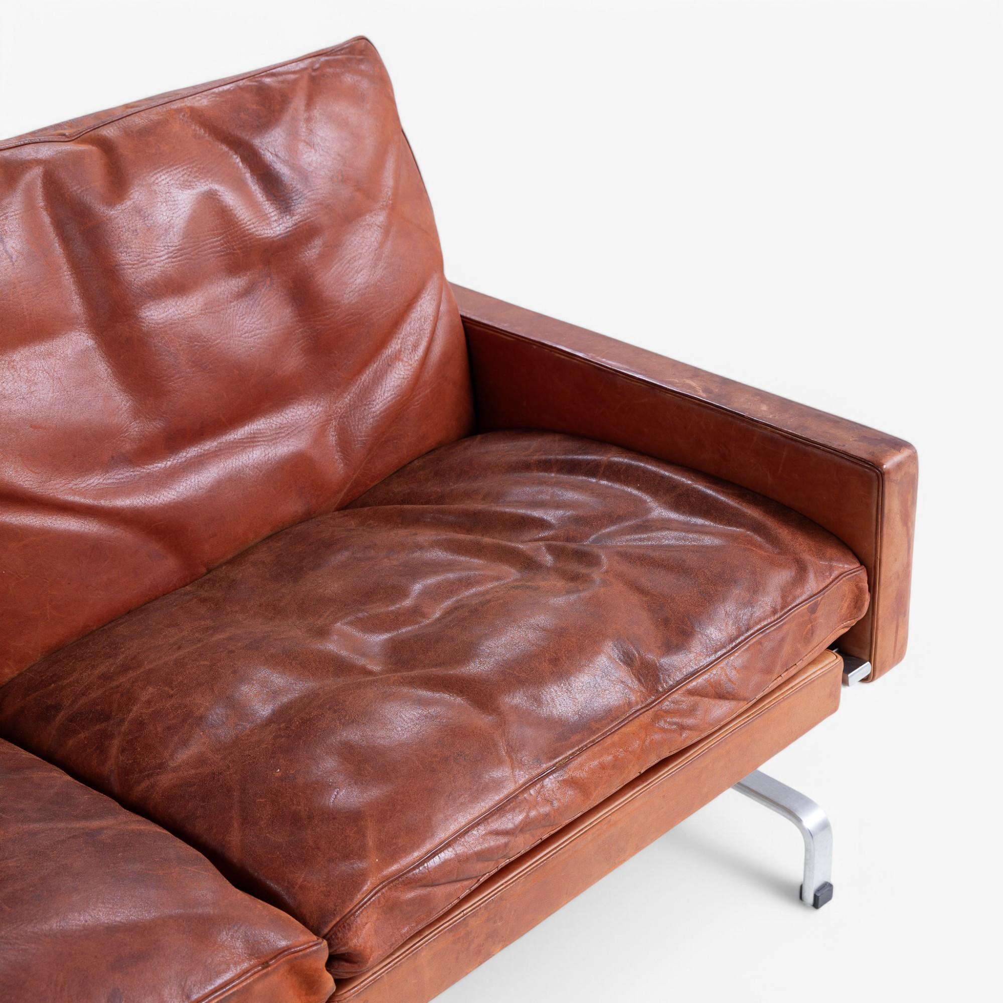 PK 31/3 - 3-Sitzer Sofa in original Leder von Poul Kjærholm im Zustand „Gut“ im Angebot in Copenhagen, DK