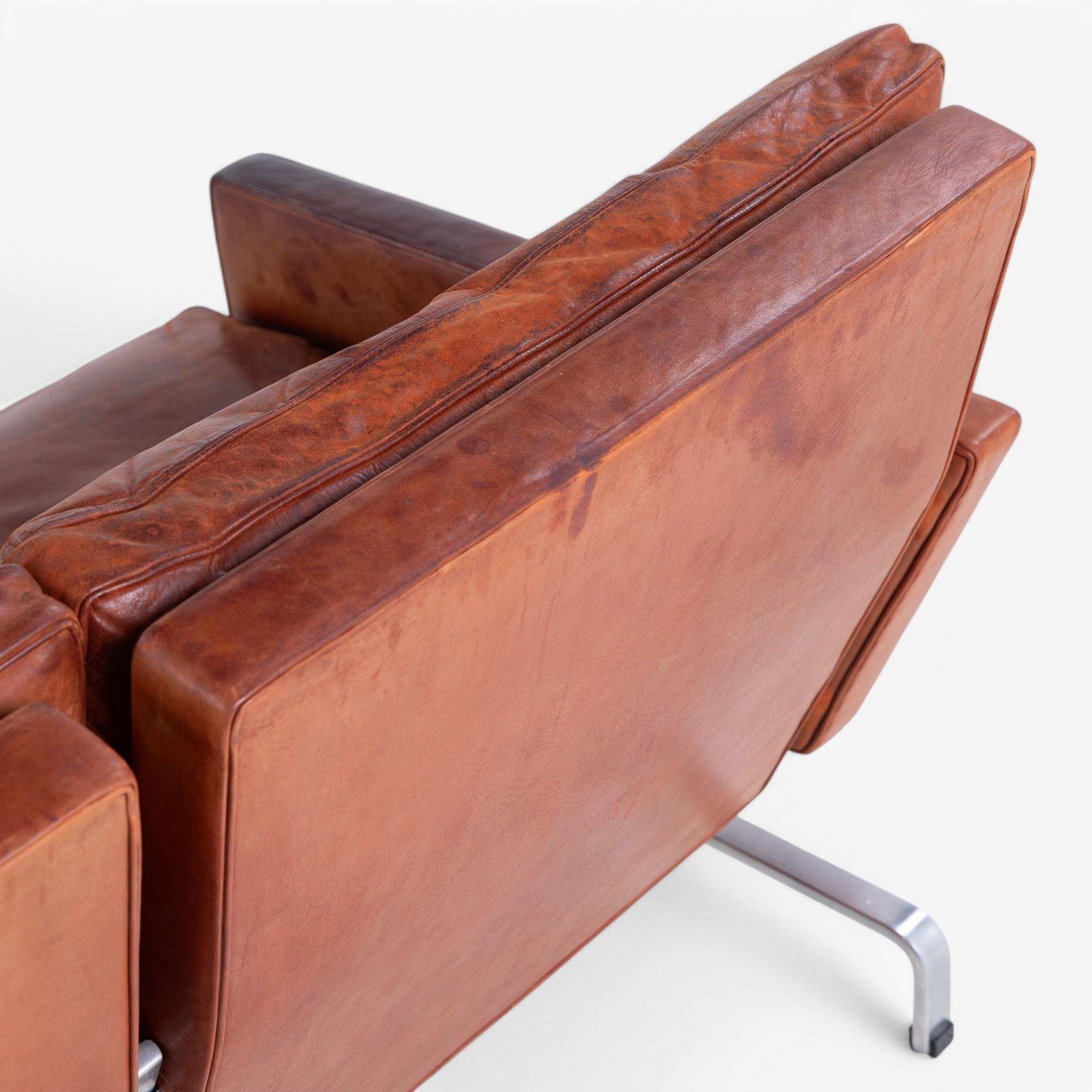 PK 31/3 - 3-Sitzer Sofa in original Leder von Poul Kjærholm (Stahl) im Angebot