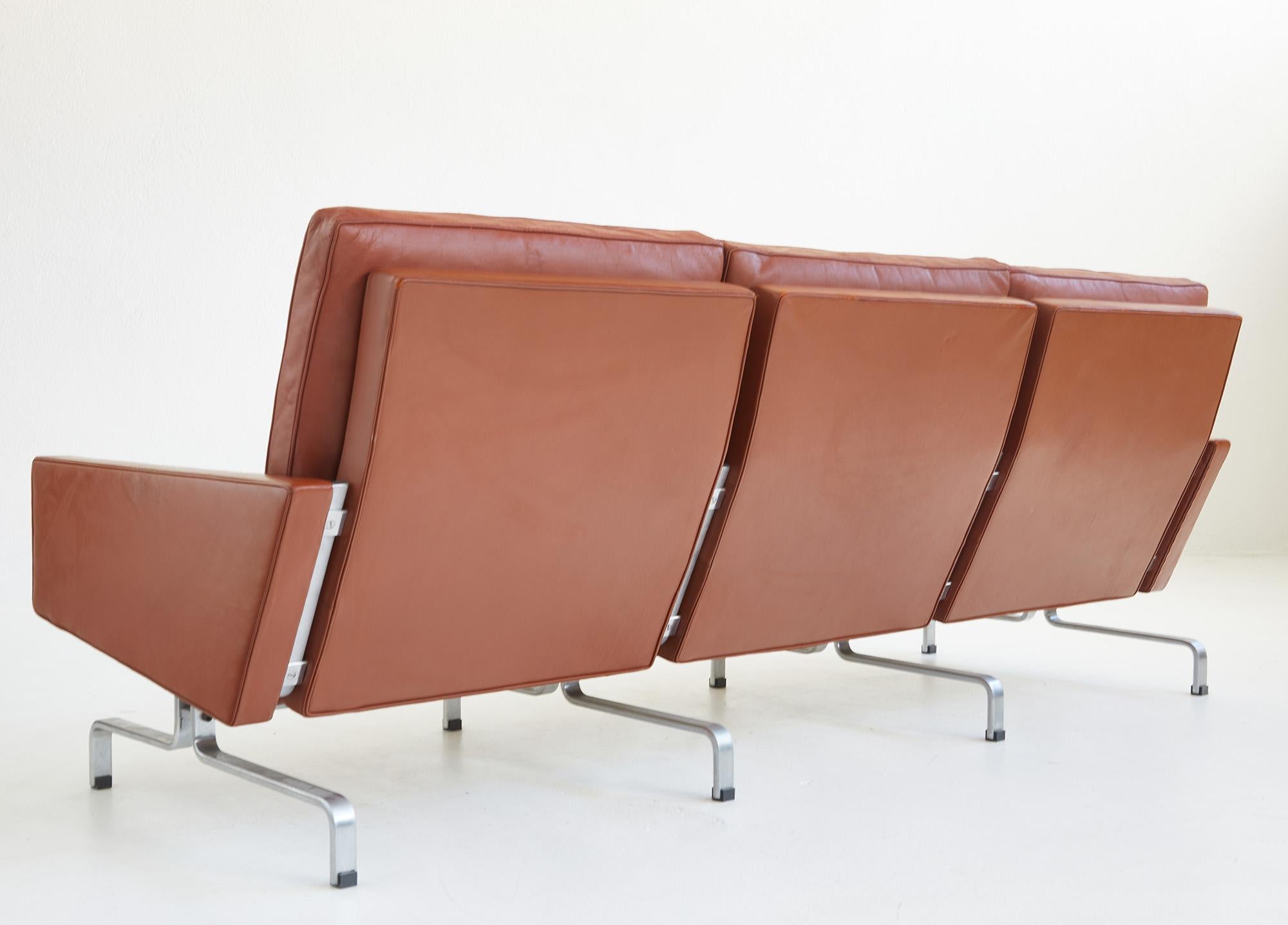 PK 31-3 leather sofa by Poul Kjærholm, E.Kold Christensen, Denmark 1960 In Good Condition For Sale In Renens, CH