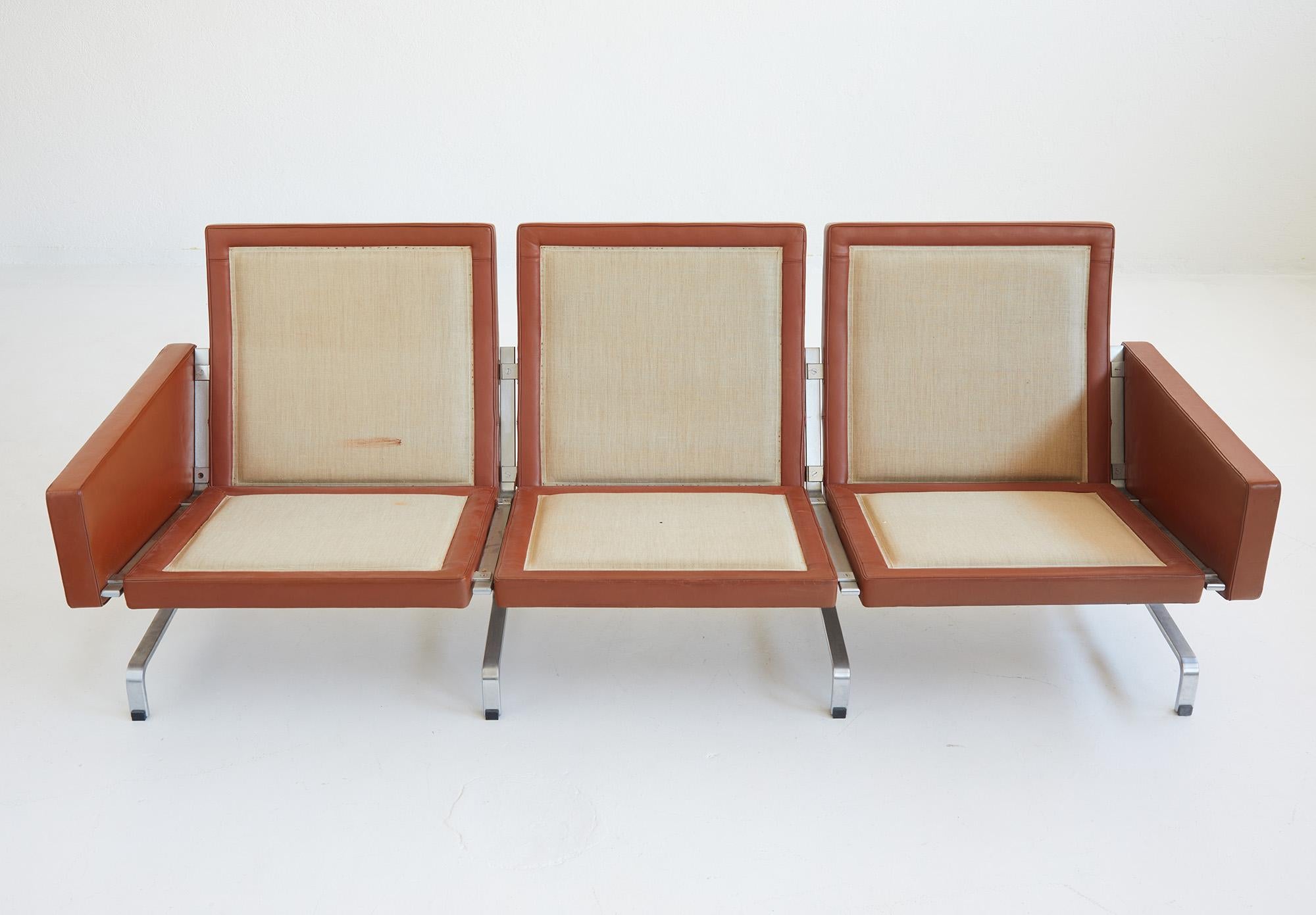PK 31-3 leather sofa by Poul Kjærholm, E.Kold Christensen, Denmark 1960 For Sale 1