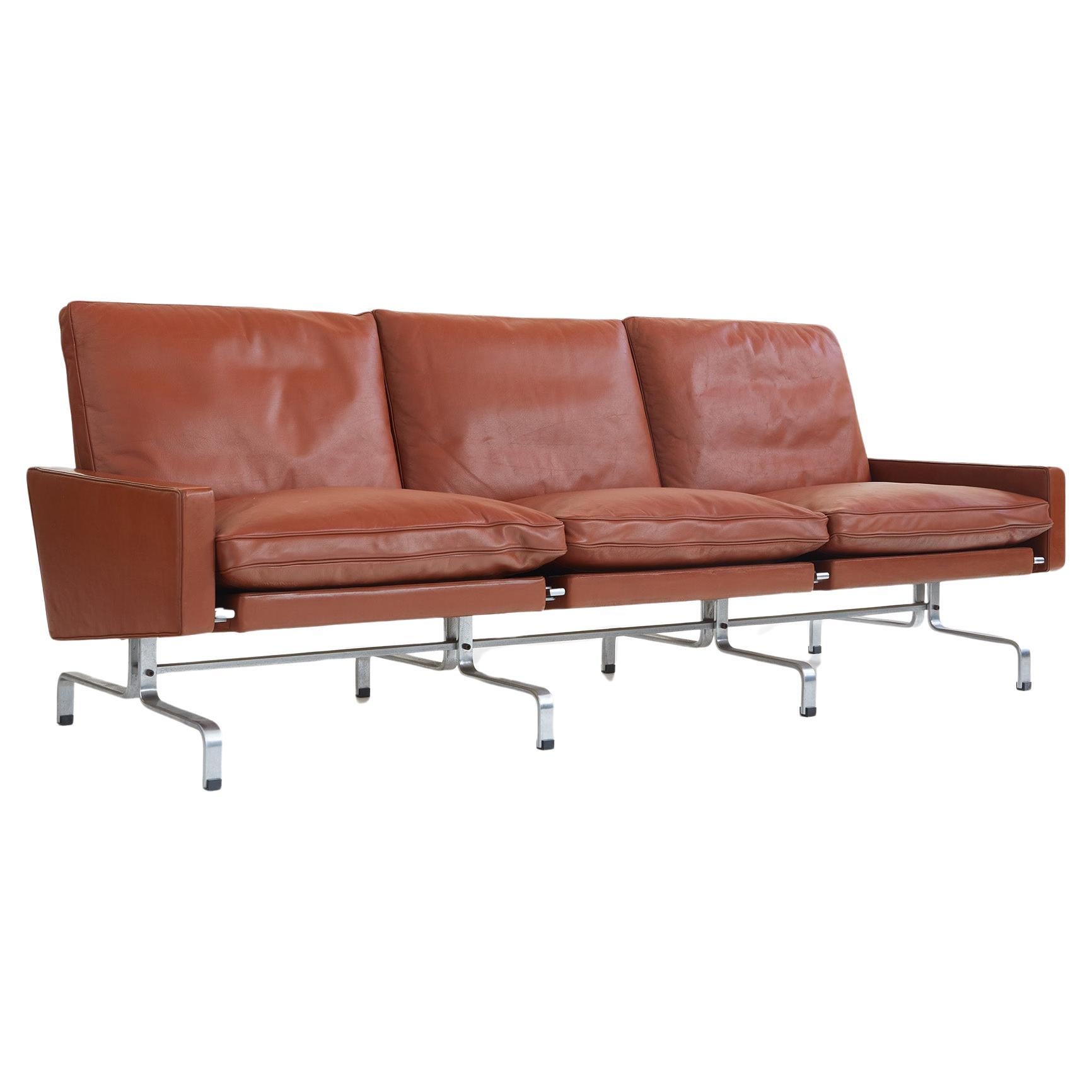 PK 31-3 leather sofa by Poul Kjærholm, E.Kold Christensen, Denmark 1960