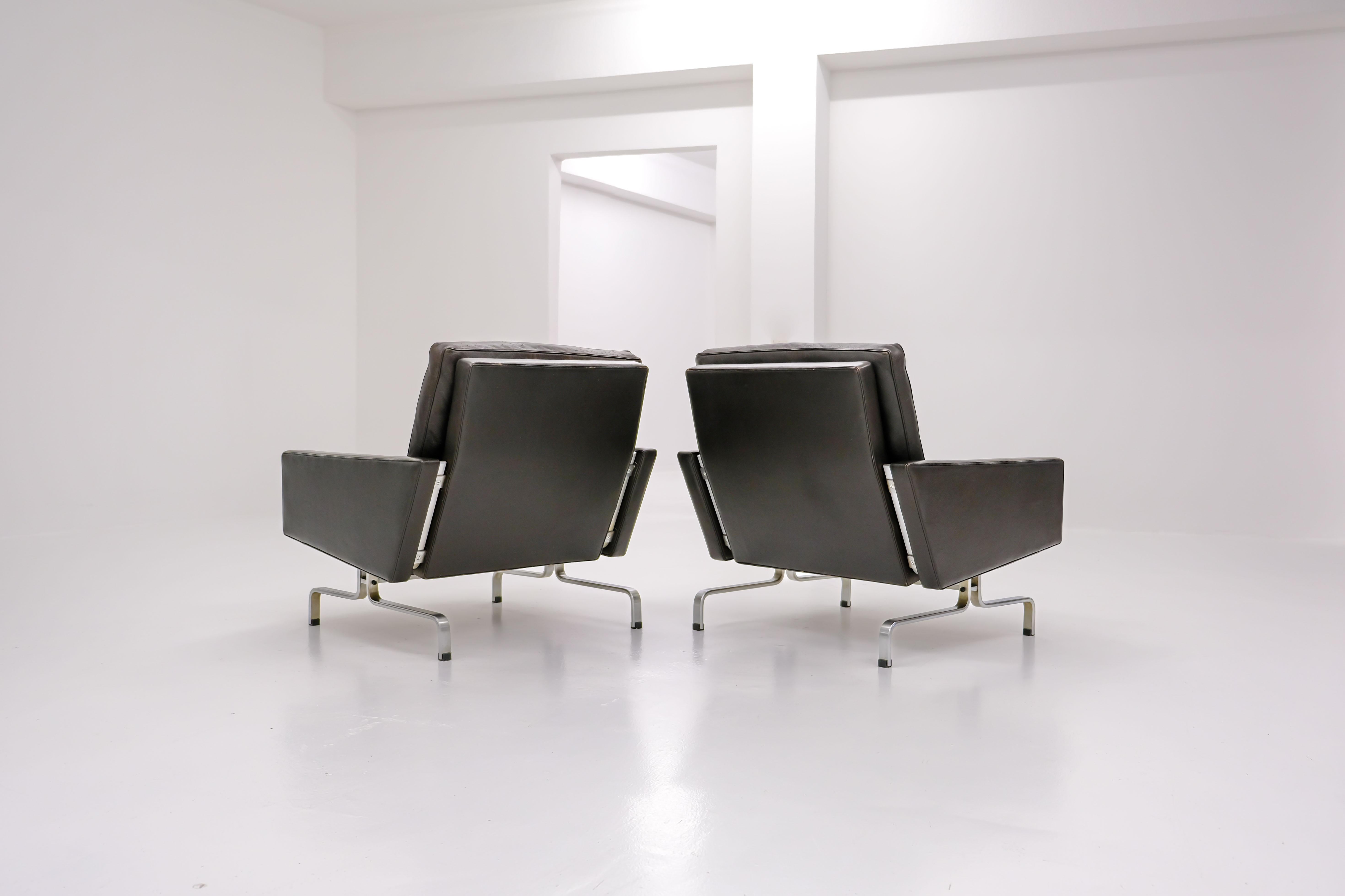 Pk 31/3 Sofa + 2 Pk 31 Easy Chairs by Poul Kjaerholm, Dark Brown Leather 3