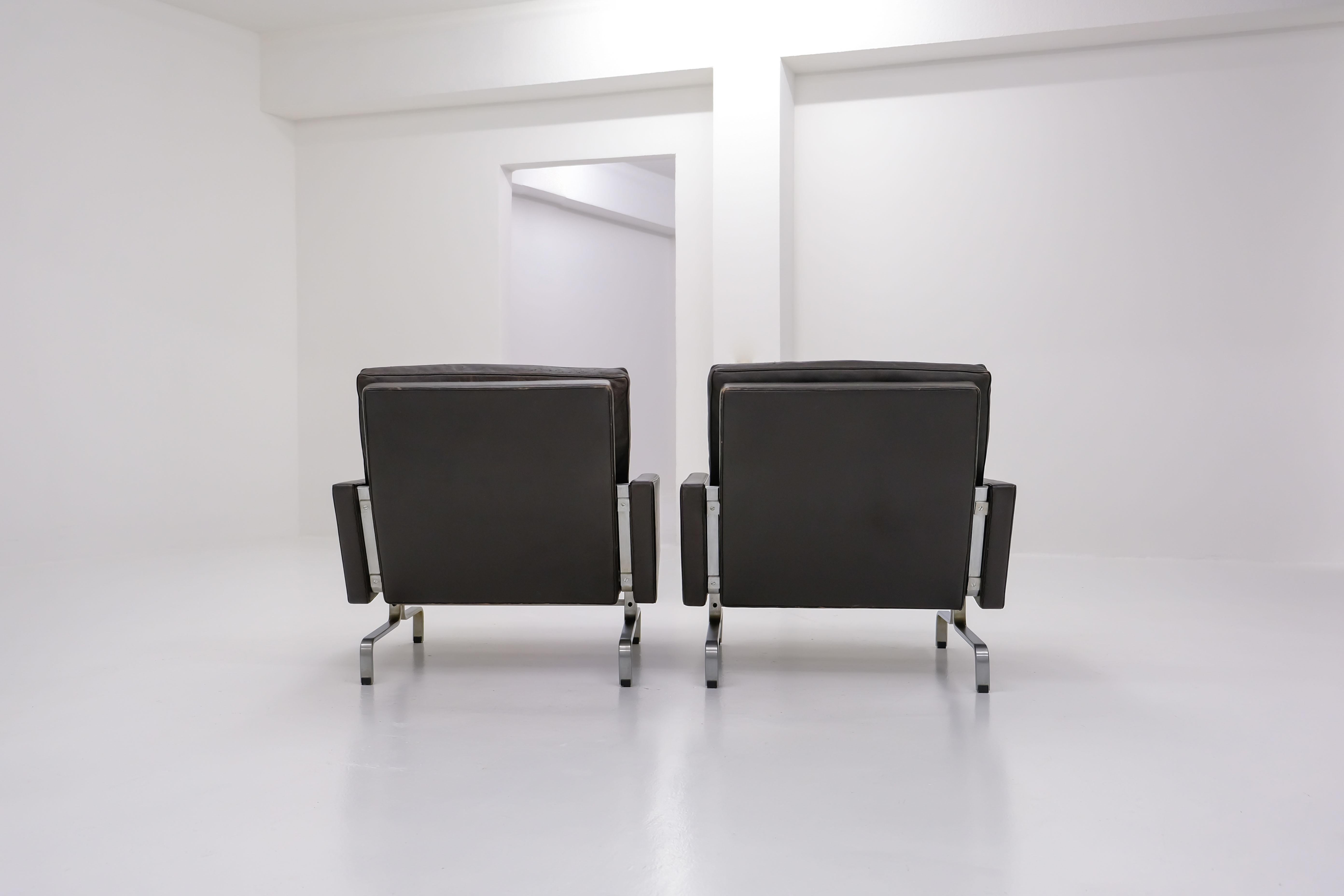 Pk 31/3 Sofa + 2 Pk 31 Easy Chairs by Poul Kjaerholm, Dark Brown Leather 4