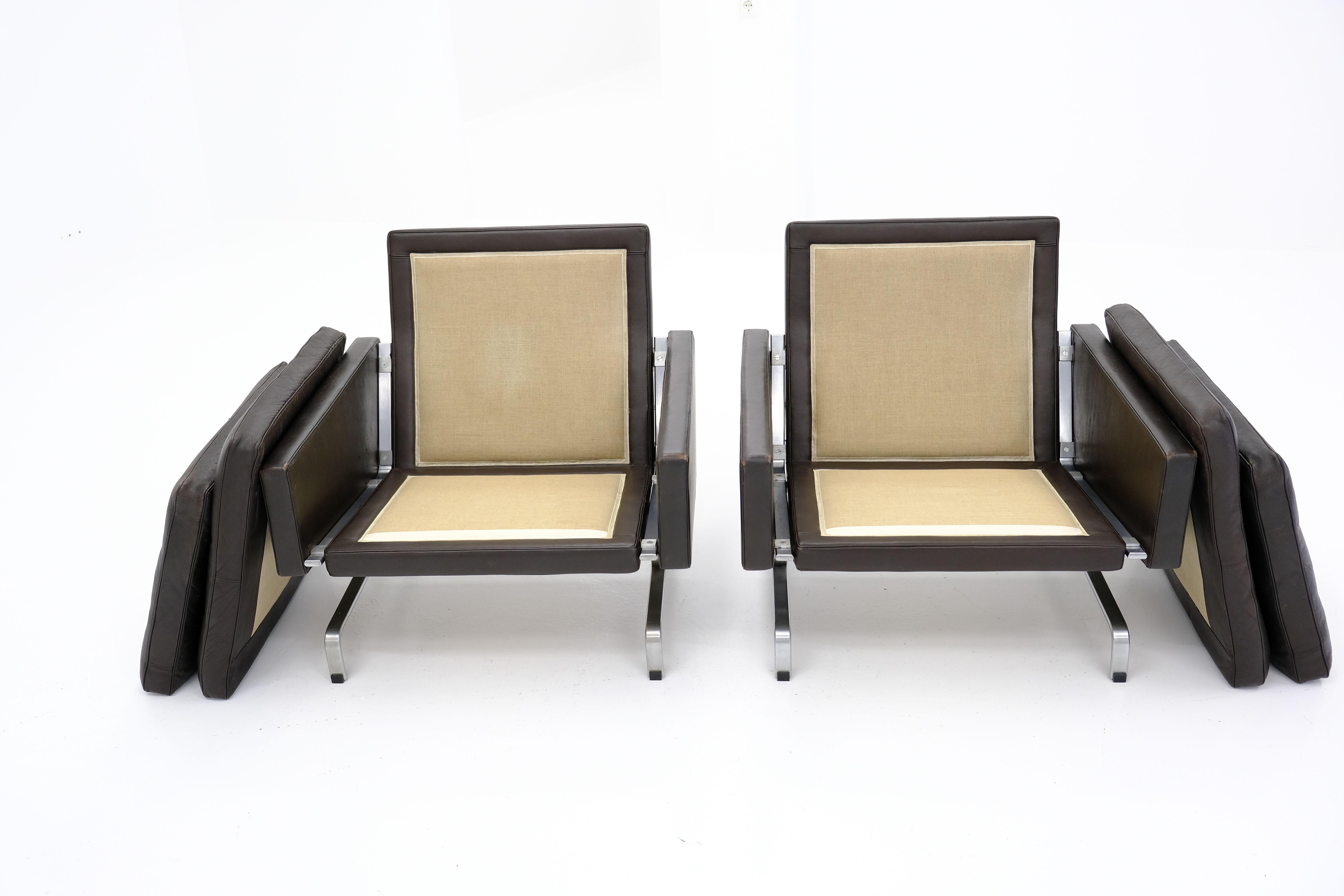 Pk 31/3 Sofa + 2 Pk 31 Easy Chairs by Poul Kjaerholm, Dark Brown Leather 11
