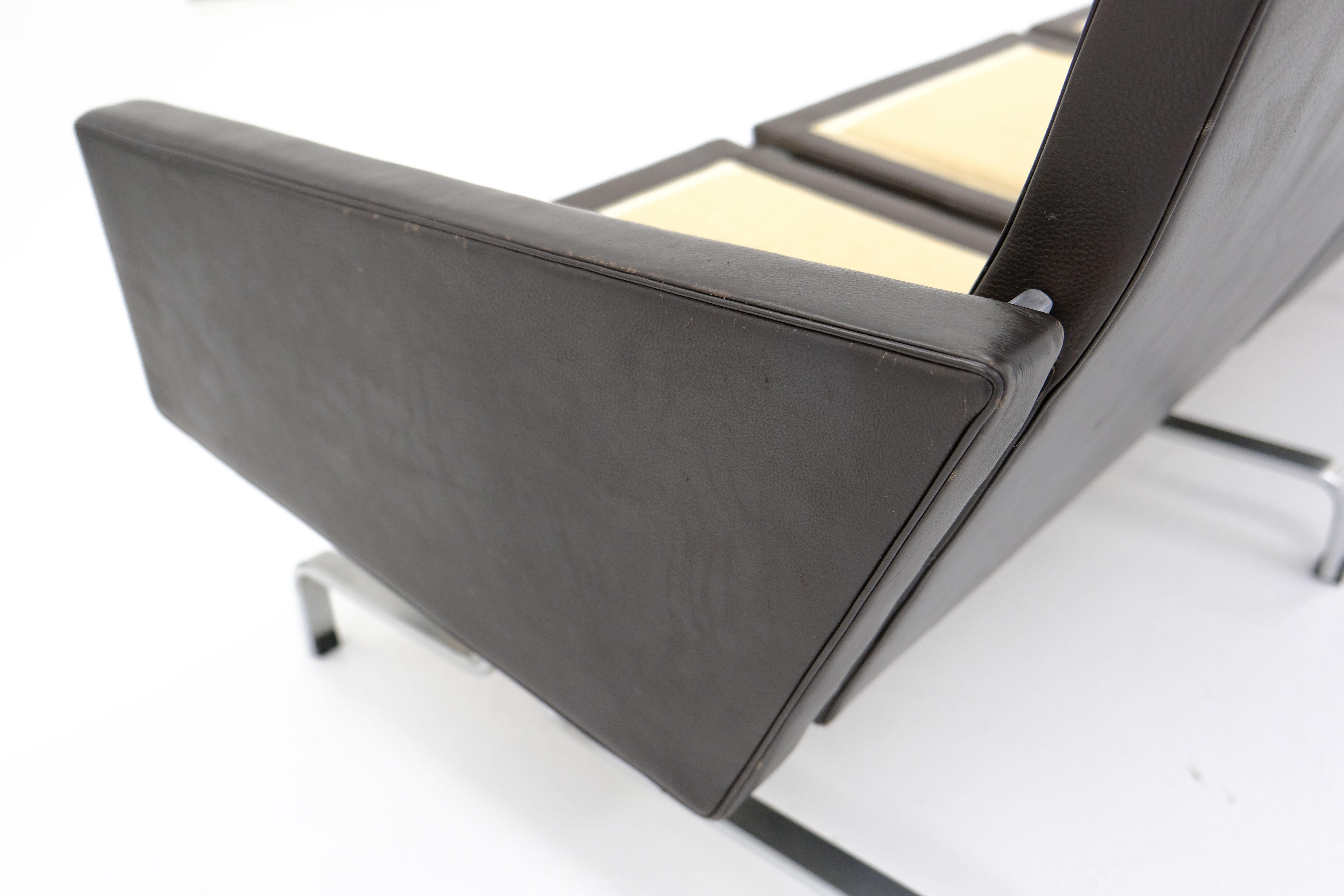 Pk 31/3 Sofa + 2 Pk 31 Easy Chairs by Poul Kjaerholm, Dark Brown Leather 13