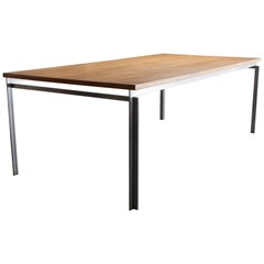 PK 55 Table with Matte, Chrome-Plated Steel and Ash Top by Poul Kjaerholm, 1982