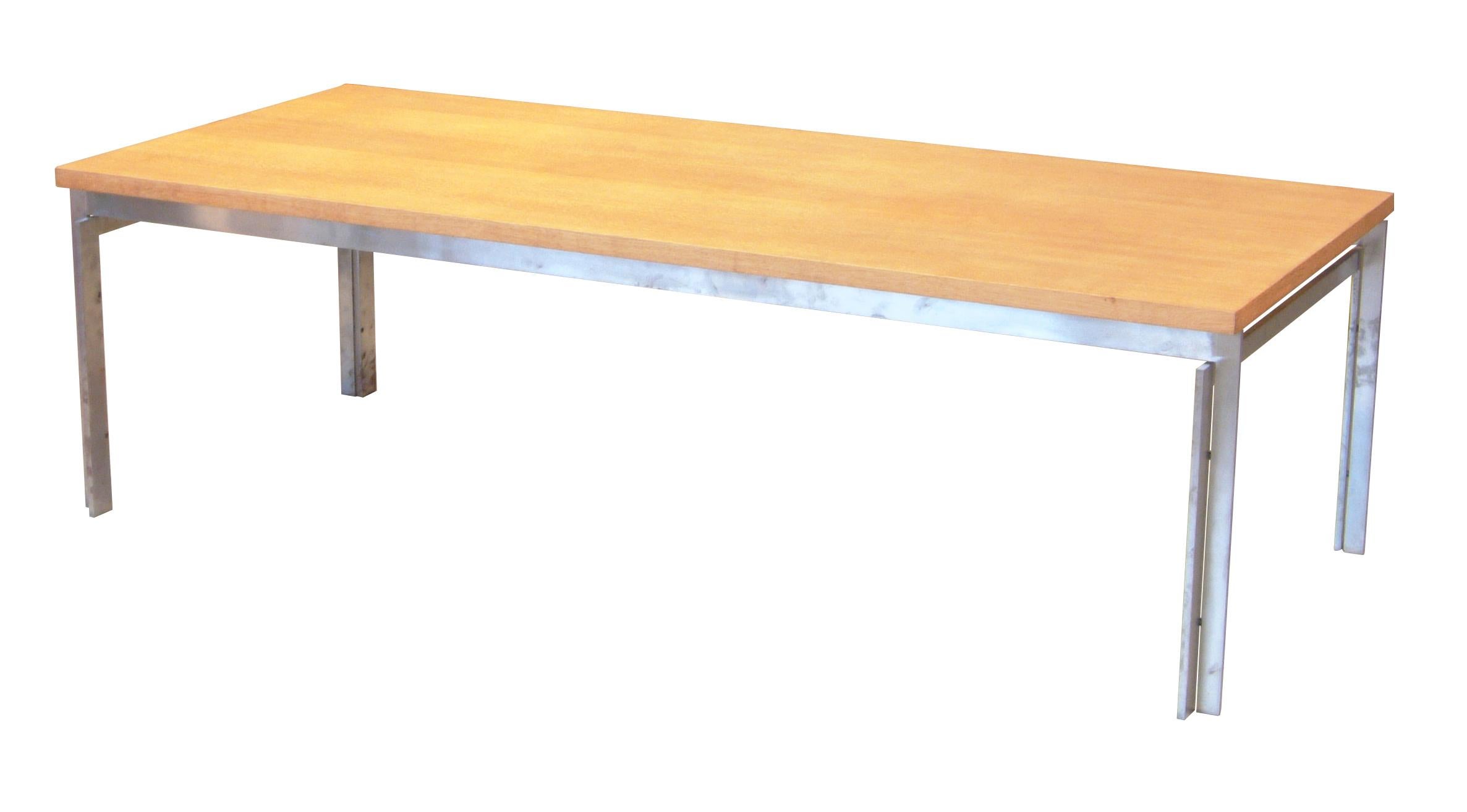 Modern PK 59 Sofa Table in Oregon Pine with Steel Frame by Poul Kjaerholm, 1960