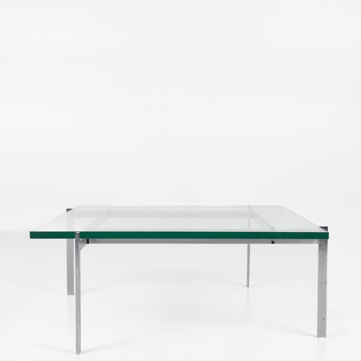 PK 61 - Coffee table with glass top and steel frame. Poul Kjærholm / E. Kold Christensen