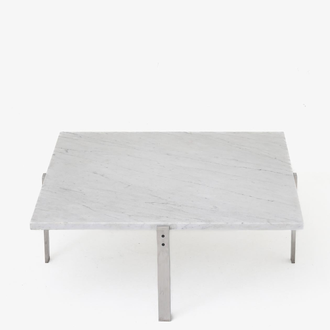 PK 65 - Coffee table in light flint rolled marble with steel frame. Poul Kjærholm / Fritz Hansen