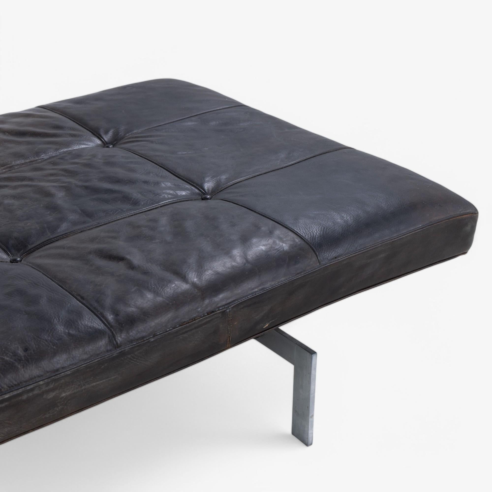 Danois PK 80 - Lit de repos en cuir original de Poul Kjærholm