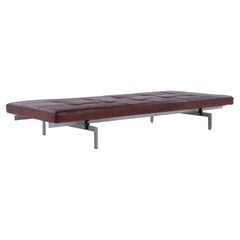 Seltene PK80 Liege in original patiniertem cognacfarbenem Leder von Poul Kjærholm