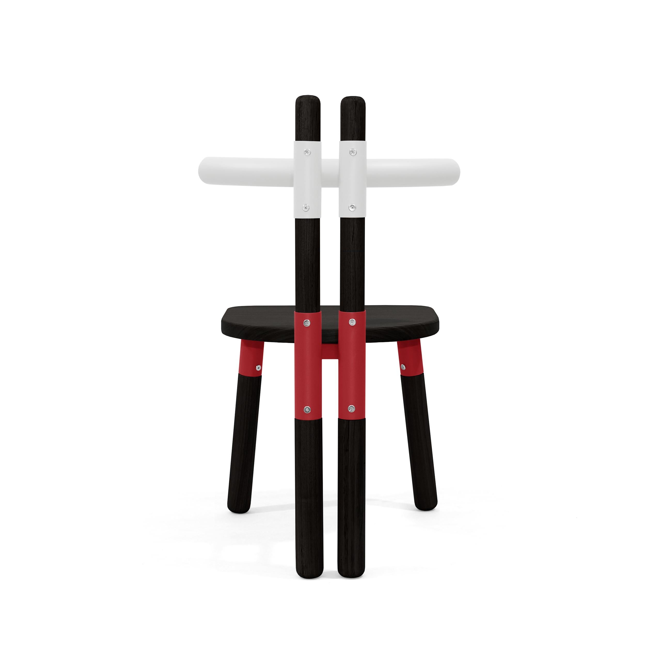 PK12 Chair, Bicolor Steel Structure and Ebonized Wood Legs by Paulo Kobylka For Sale 5