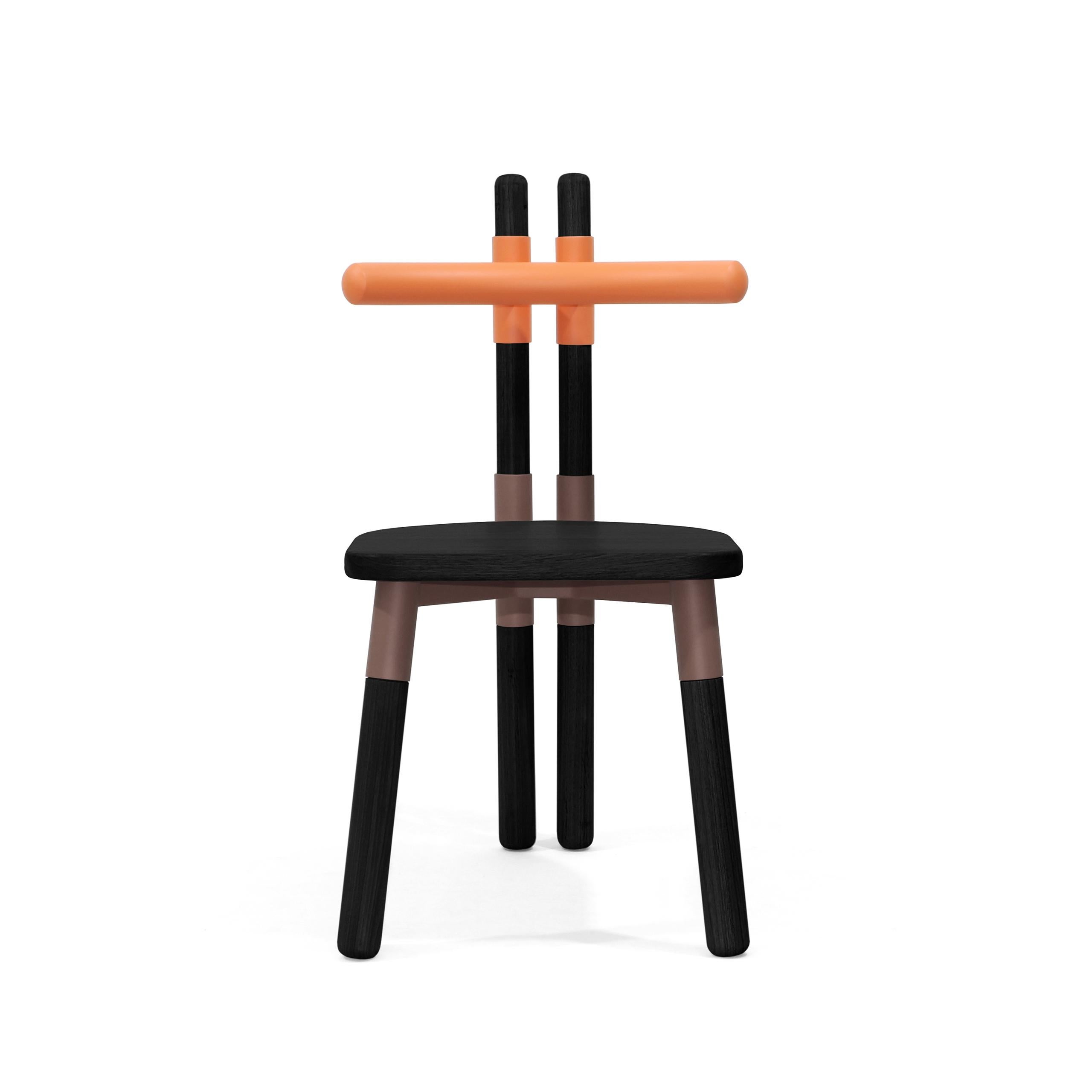 PK12 Chair, Bicolor Steel Structure and Ebonized Wood Legs by Paulo Kobylka For Sale 8