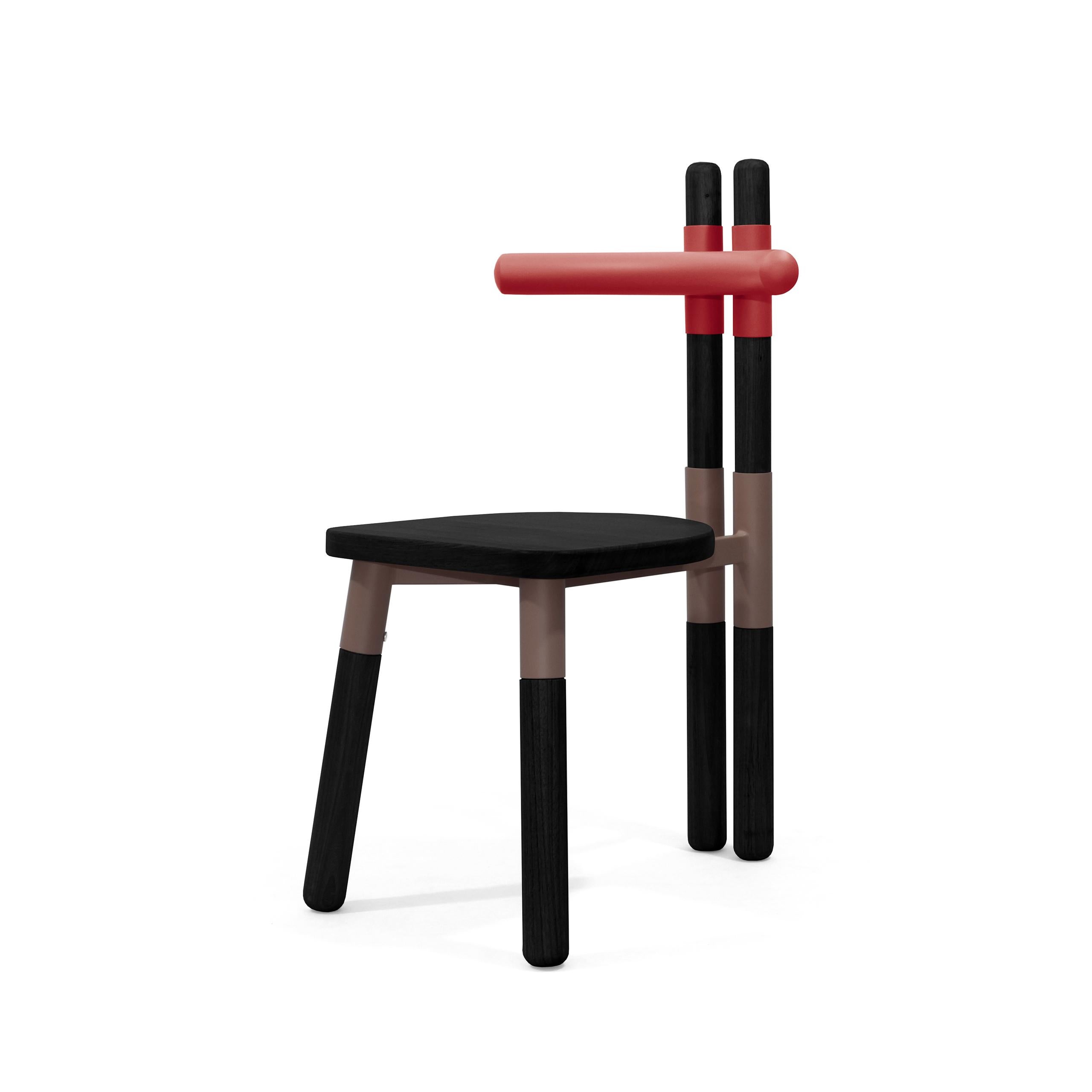 PK12 Chair, Bicolor Steel Structure and Ebonized Wood Legs by Paulo Kobylka For Sale 9