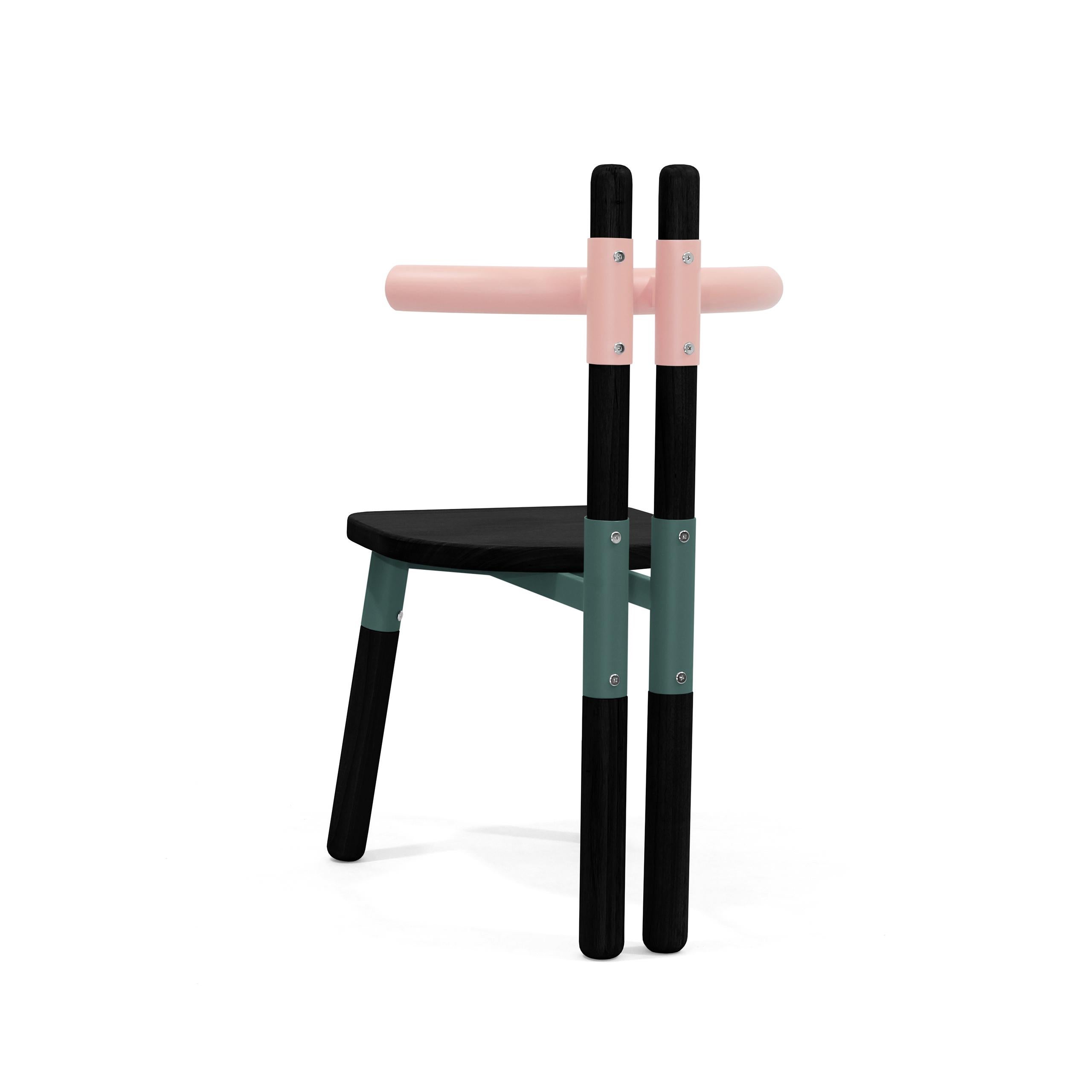 Brazilian PK12 Chair, Bicolor Steel Structure and Ebonized Wood Legs by Paulo Kobylka For Sale