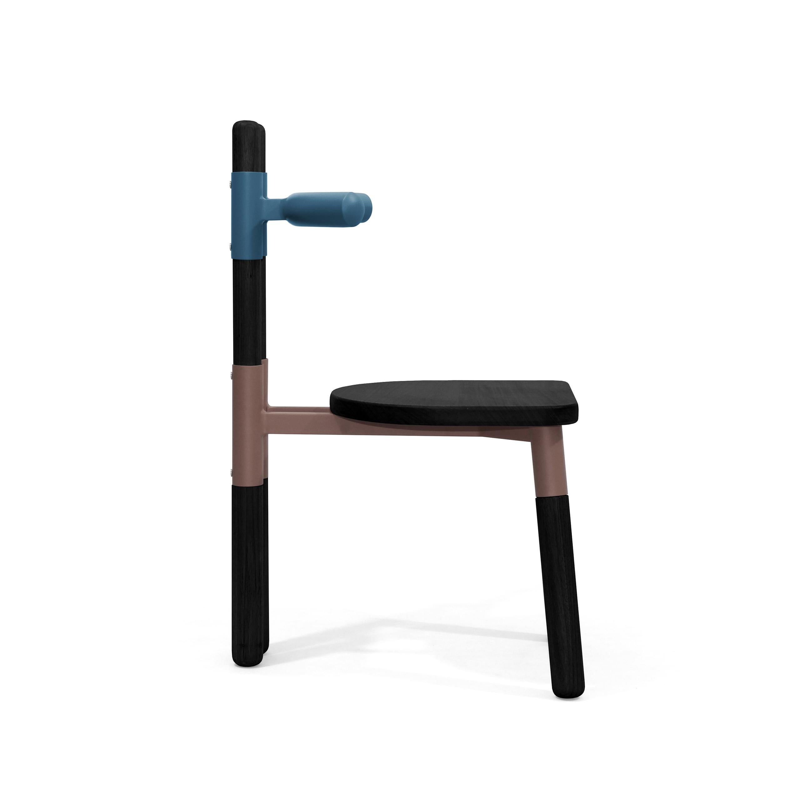 Contemporary PK12 Chair, Bicolor Steel Structure and Ebonized Wood Legs by Paulo Kobylka For Sale