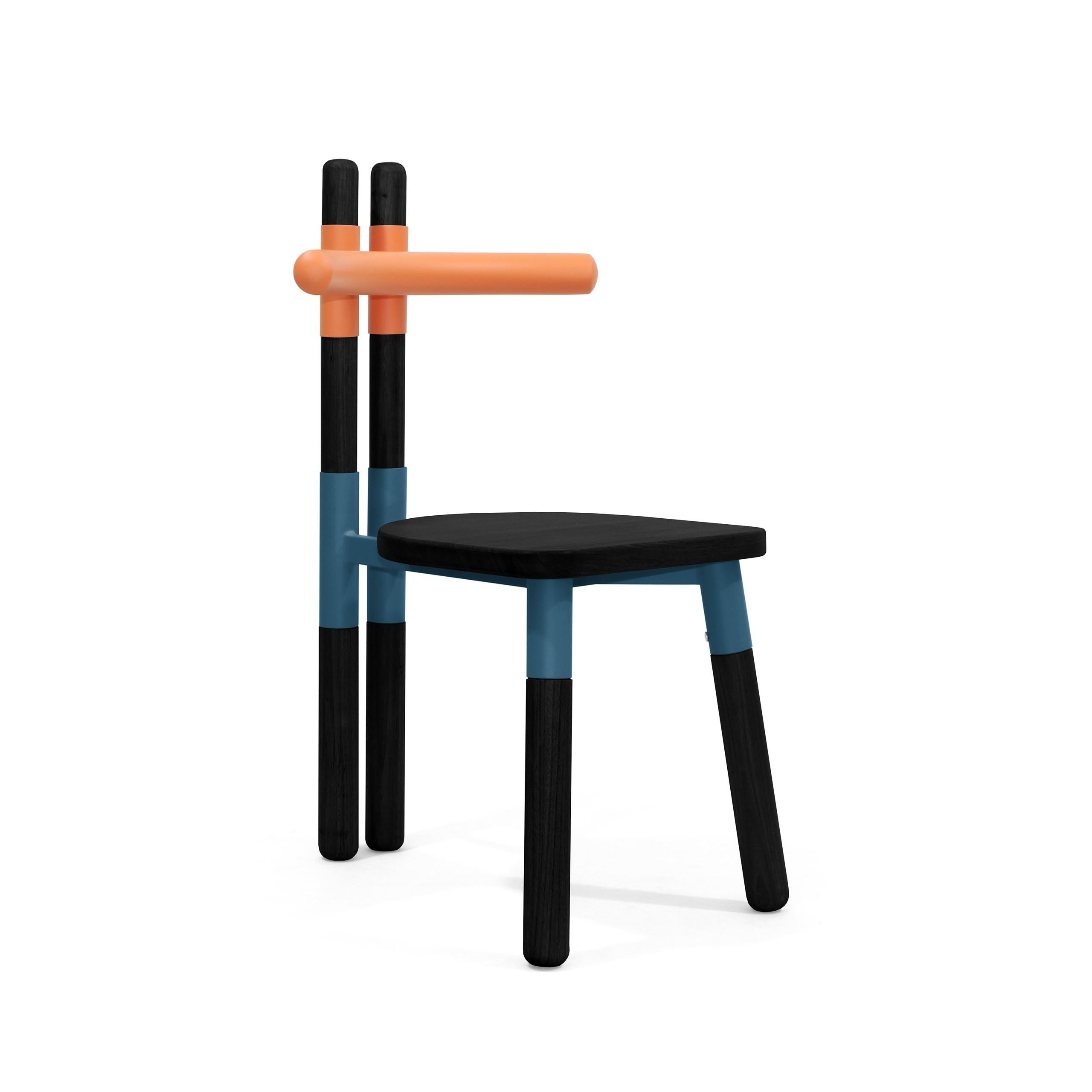 PK12 Chair, Bicolor Steel Structure and Ebonized Wood Legs by Paulo Kobylka For Sale 1