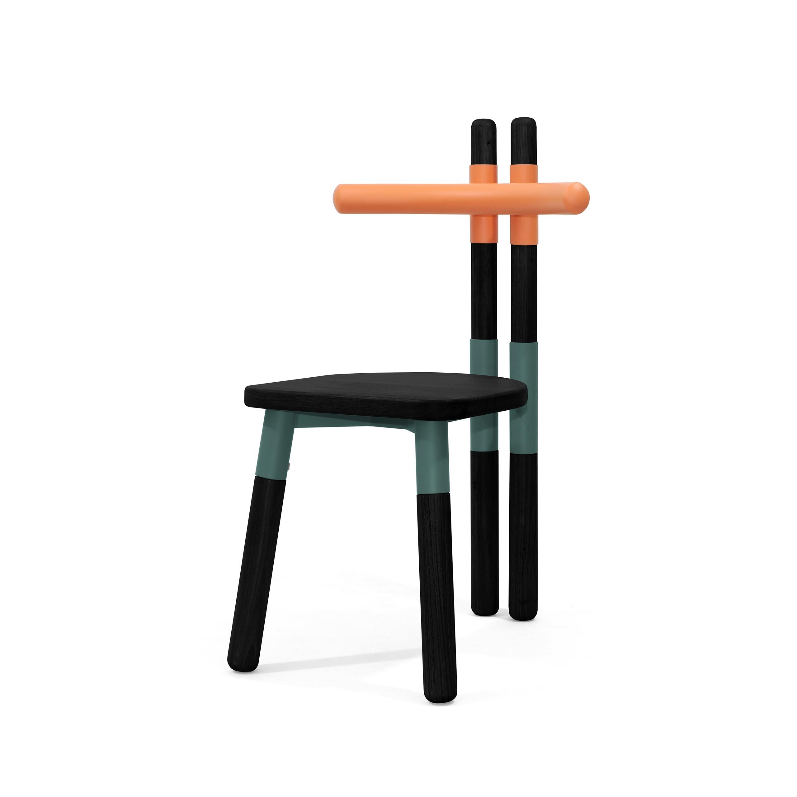PK12 Chair, Bicolor Steel Structure and Ebonized Wood Legs by Paulo Kobylka For Sale 3