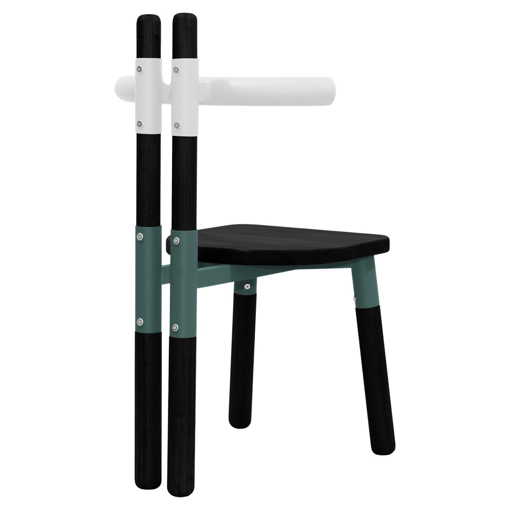 PK12 Chair, Bicolor Steel Structure and Ebonized Wood Legs by Paulo Kobylka For Sale