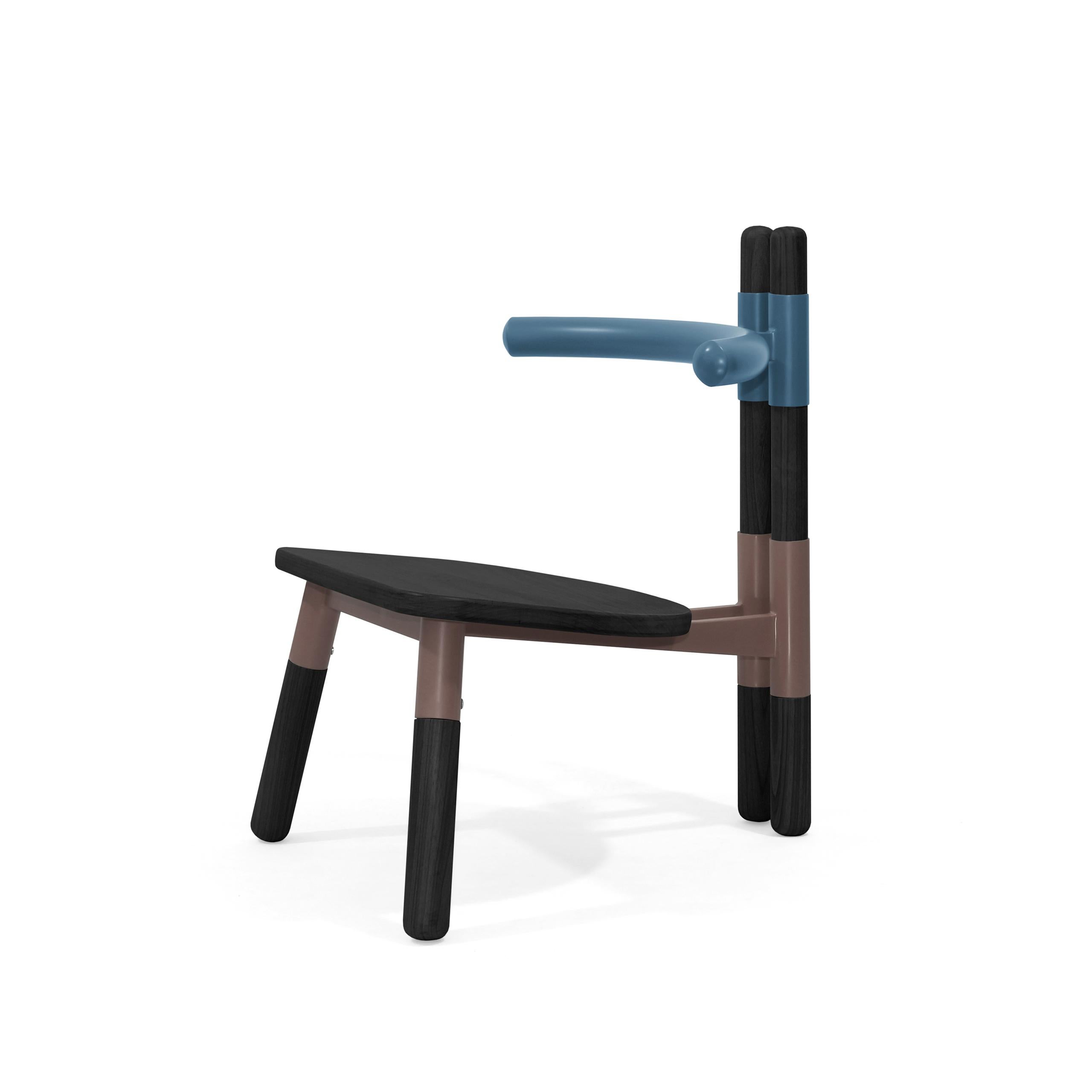 PK13 Armchair, Bicolor Steel Structure and Ebonized Wood Legs by Paulo Kobylka For Sale 3