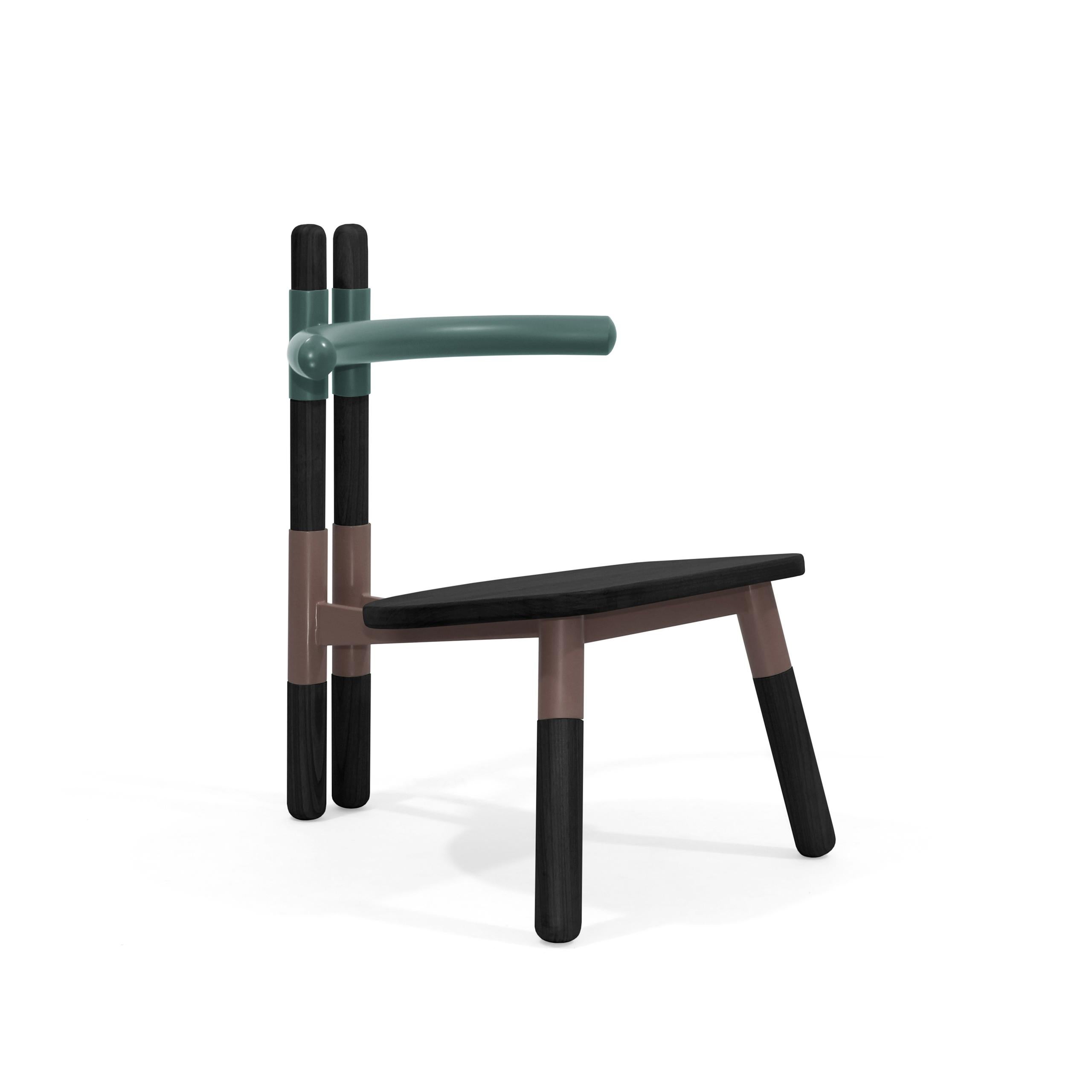 Modern PK13 Armchair, Bicolor Steel Structure and Ebonized Wood Legs by Paulo Kobylka For Sale