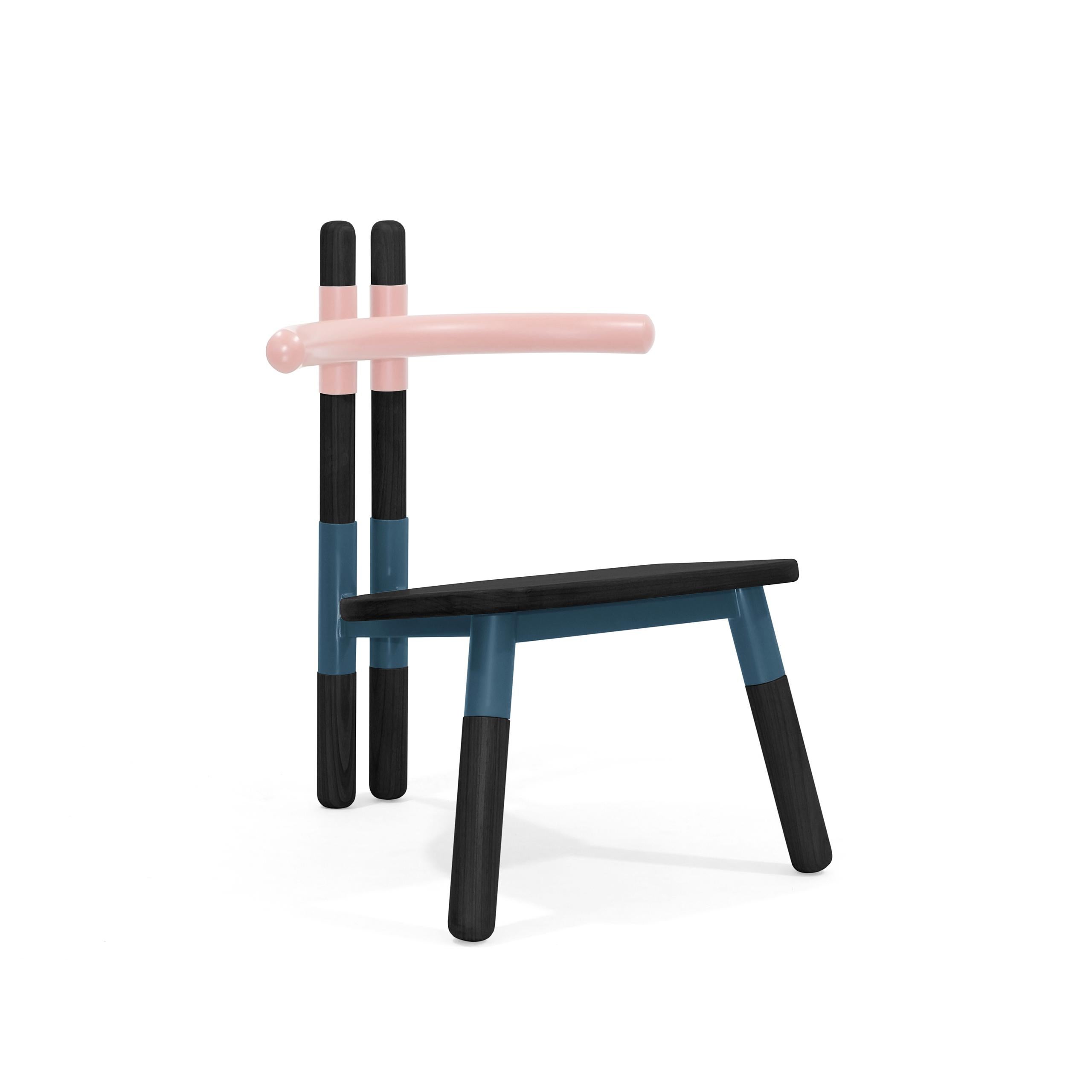 Hand-Crafted PK13 Armchair, Bicolor Steel Structure and Ebonized Wood Legs by Paulo Kobylka For Sale