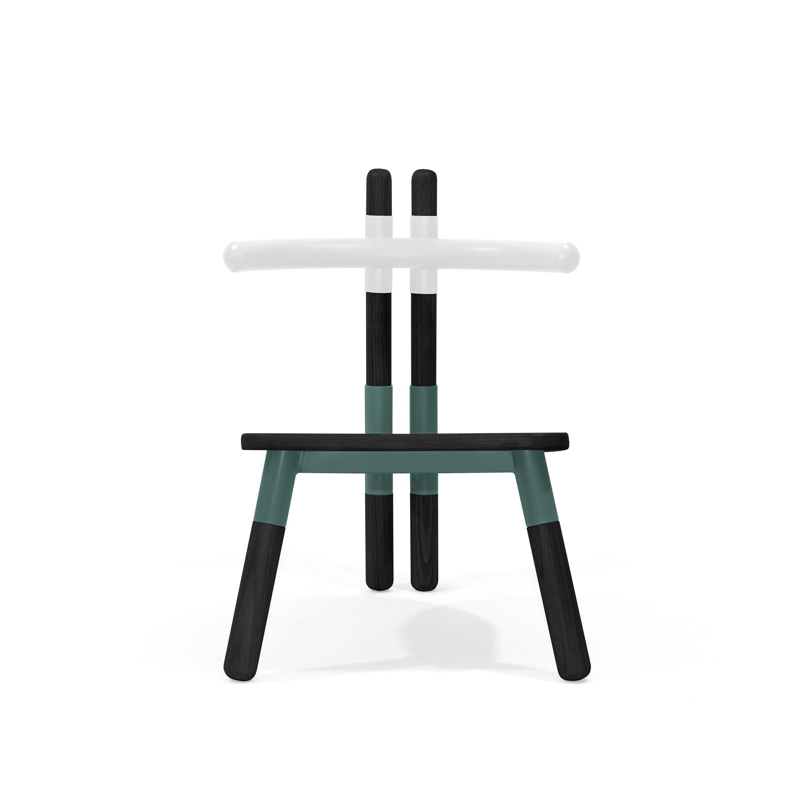 PK13 Armchair, Bicolor Steel Structure and Ebonized Wood Legs by Paulo Kobylka For Sale 1
