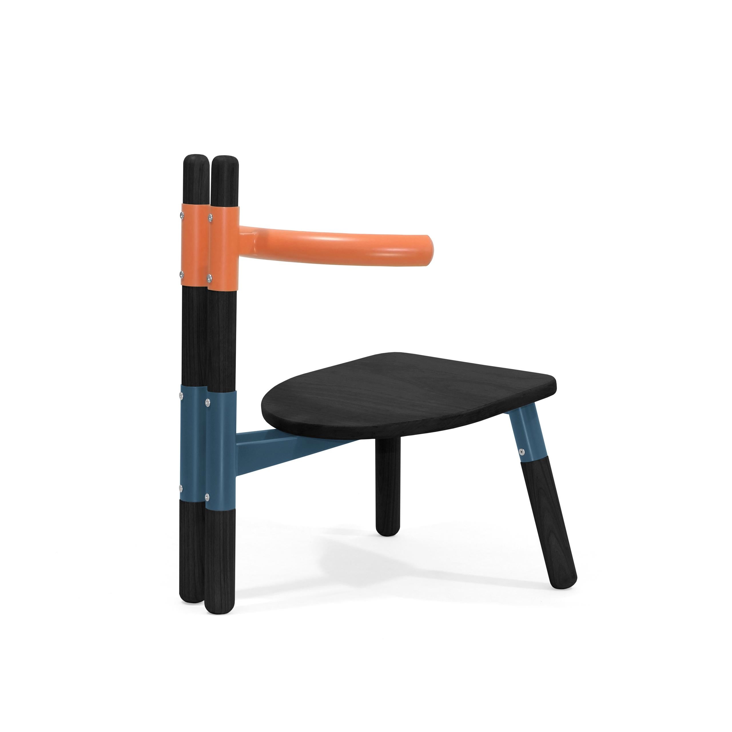 PK13 Armchair, Bicolor Steel Structure and Ebonized Wood Legs by Paulo Kobylka For Sale 2