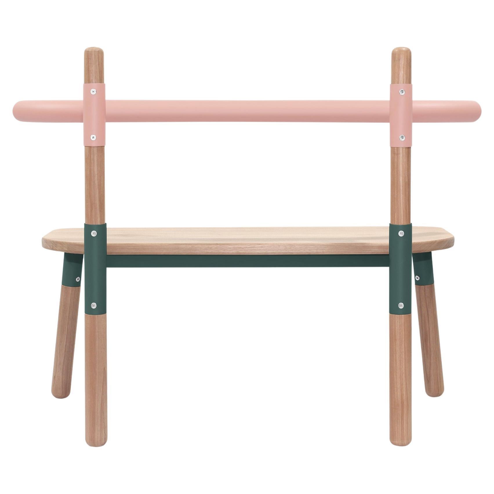 Chaise double PK14, structure en acier bicolore et pieds en bois tourné de Paulo Kobylka