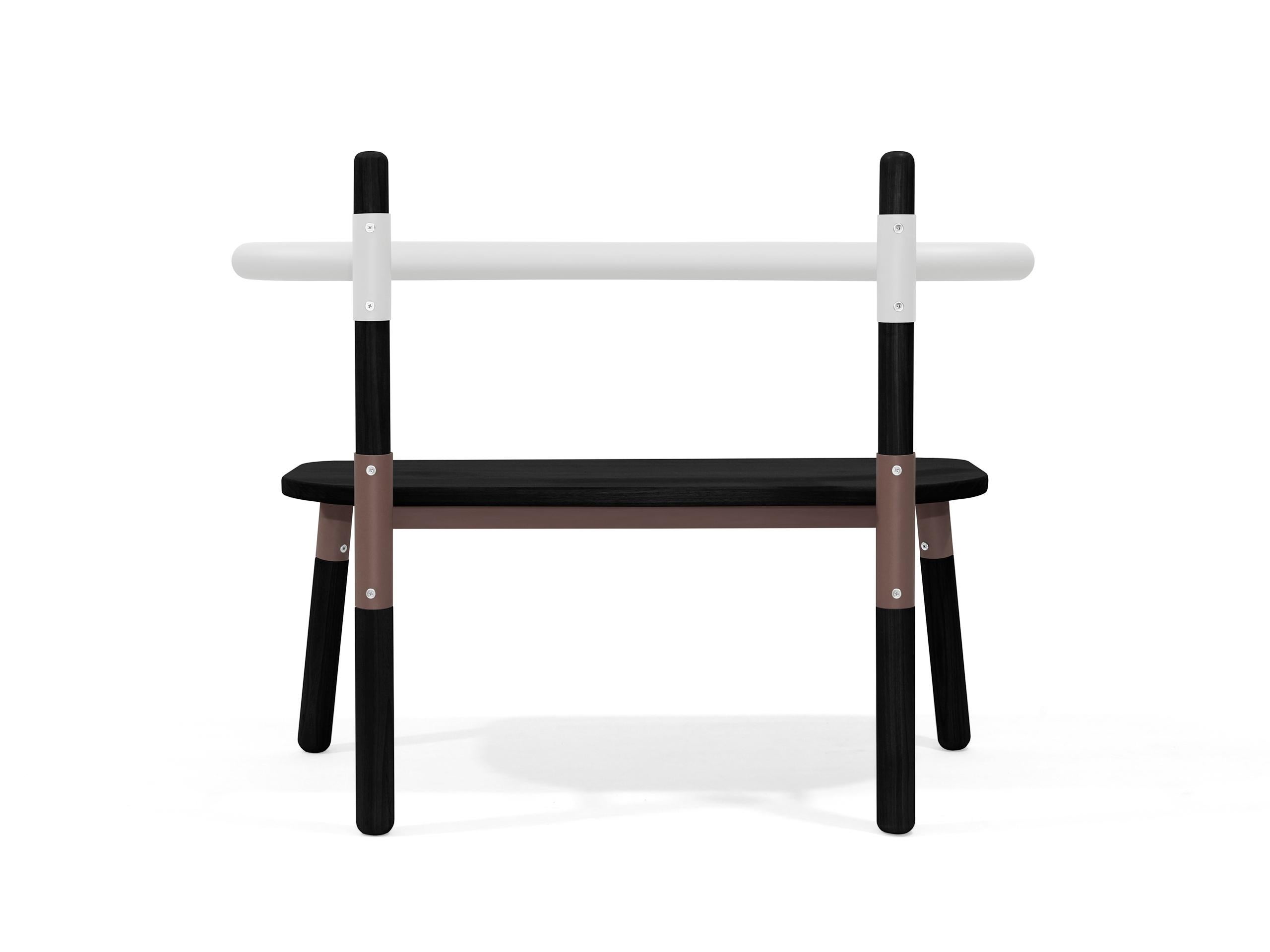 PK14 Double Chair, Bicolor Steel Structure & Ebonized Wood Legs by Paulo Kobylka For Sale 5