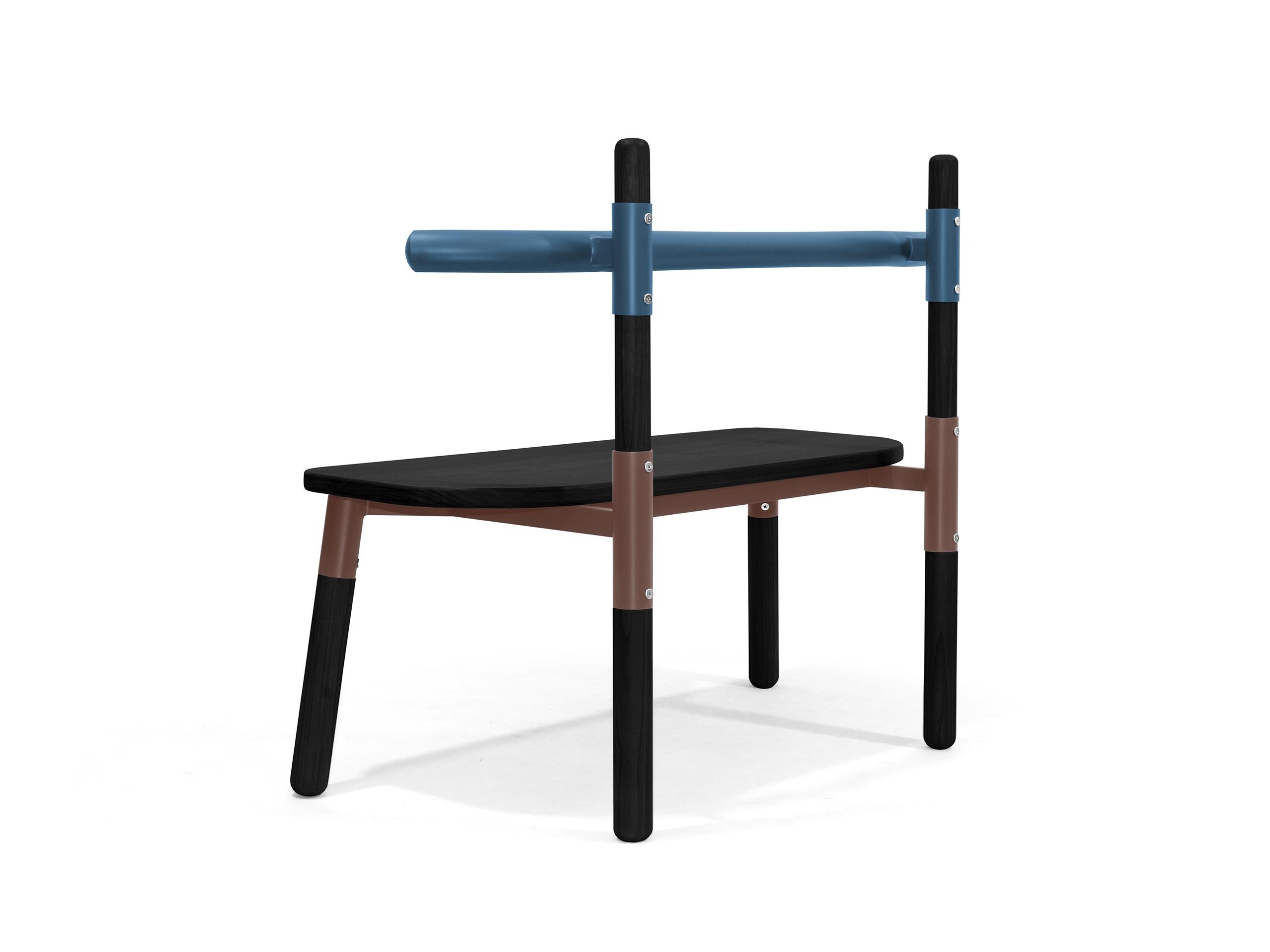 PK14 Double Chair, Bicolor Steel Structure & Ebonized Wood Legs by Paulo Kobylka For Sale 6