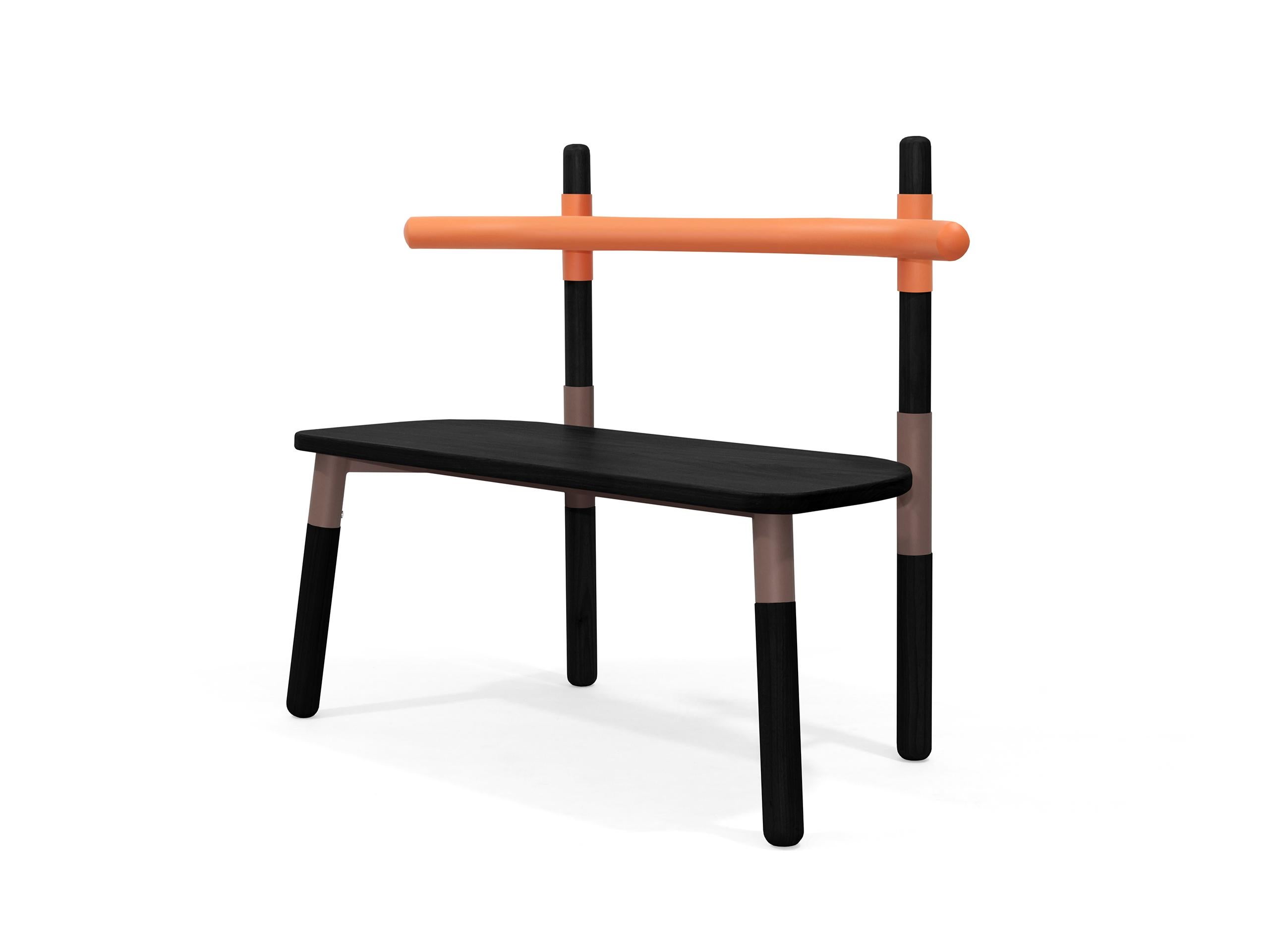 PK14 Double Chair, Bicolor Steel Structure & Ebonized Wood Legs by Paulo Kobylka For Sale 8
