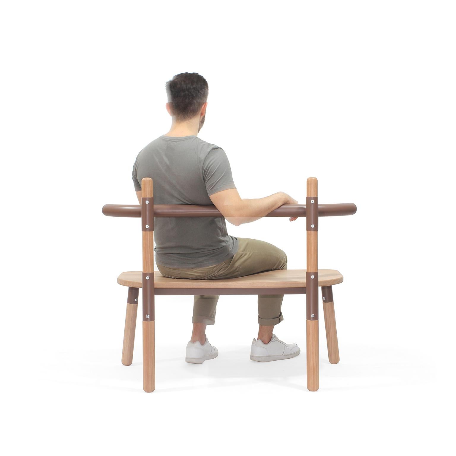 PK14 Double Chair, Bicolor Steel Structure & Ebonized Wood Legs by Paulo Kobylka For Sale 10