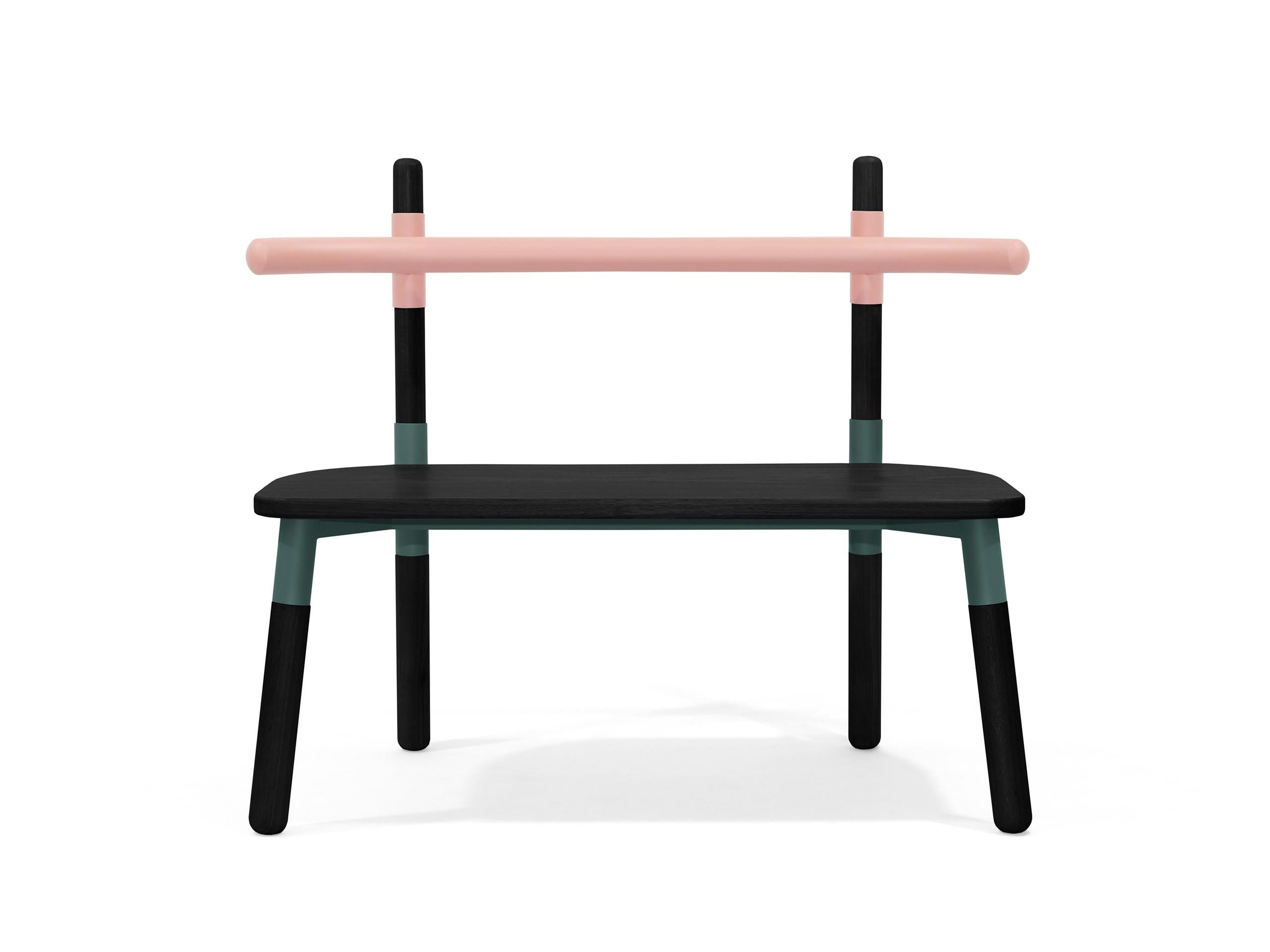 Modern PK14 Double Chair, Bicolor Steel Structure & Ebonized Wood Legs by Paulo Kobylka For Sale