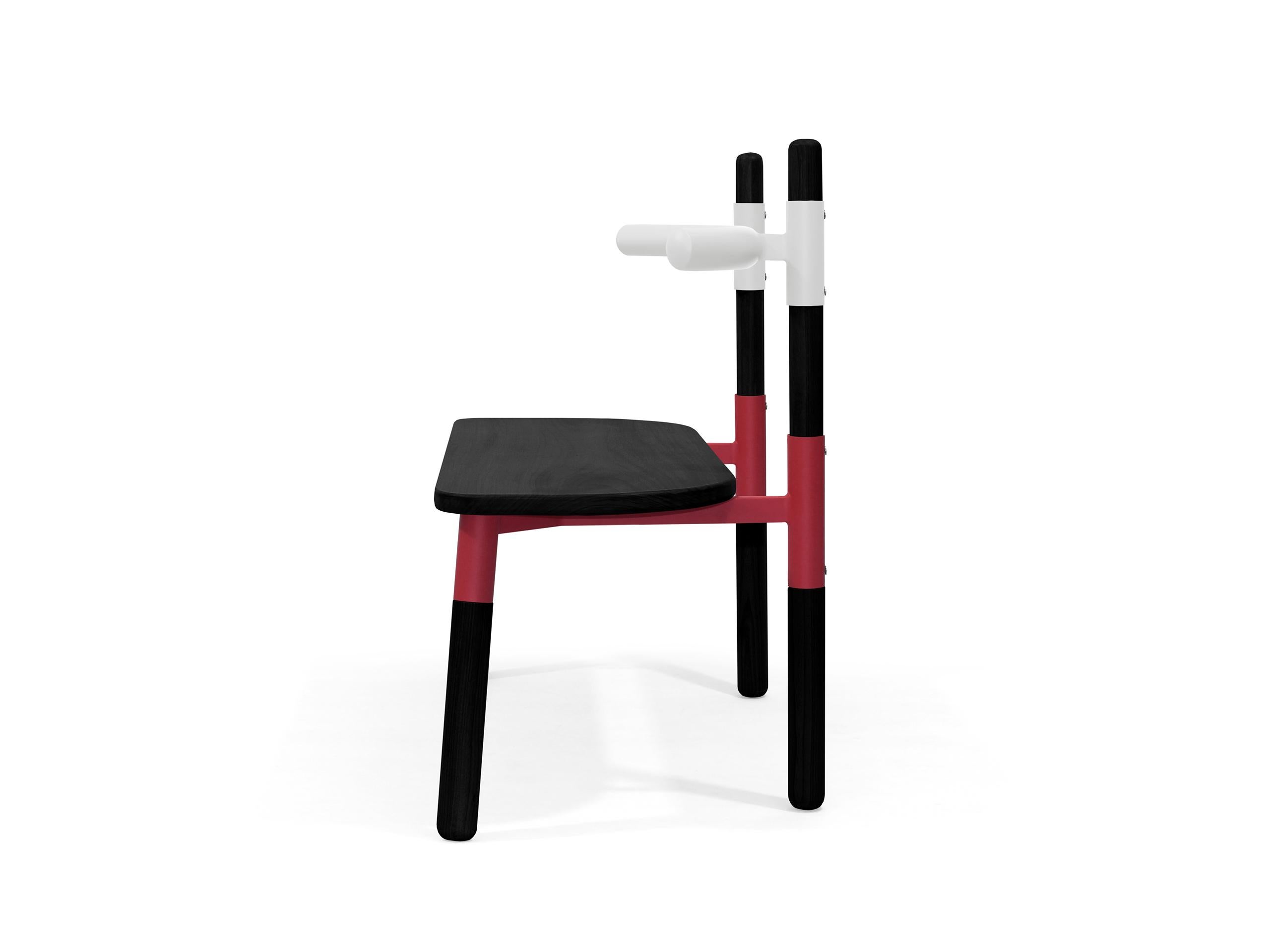 Contemporary PK14 Double Chair, Bicolor Steel Structure & Ebonized Wood Legs by Paulo Kobylka For Sale