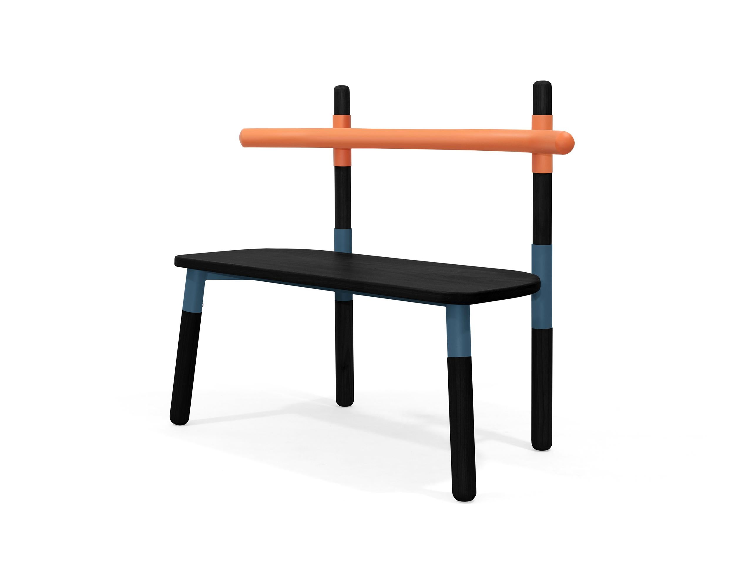 PK14 Double Chair, Bicolor Steel Structure & Ebonized Wood Legs by Paulo Kobylka For Sale 1