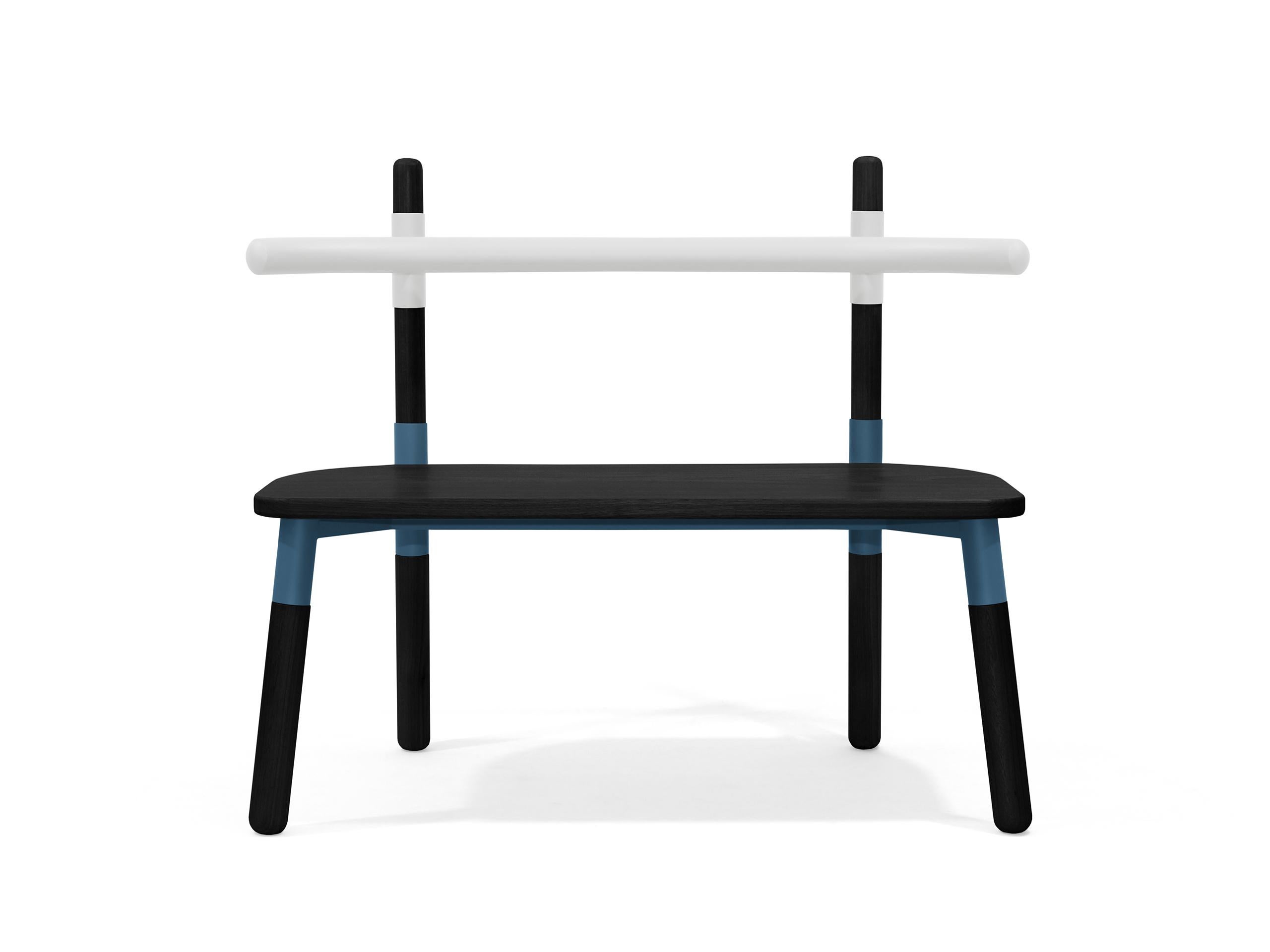PK14 Double Chair, Bicolor Steel Structure & Ebonized Wood Legs by Paulo Kobylka For Sale 2