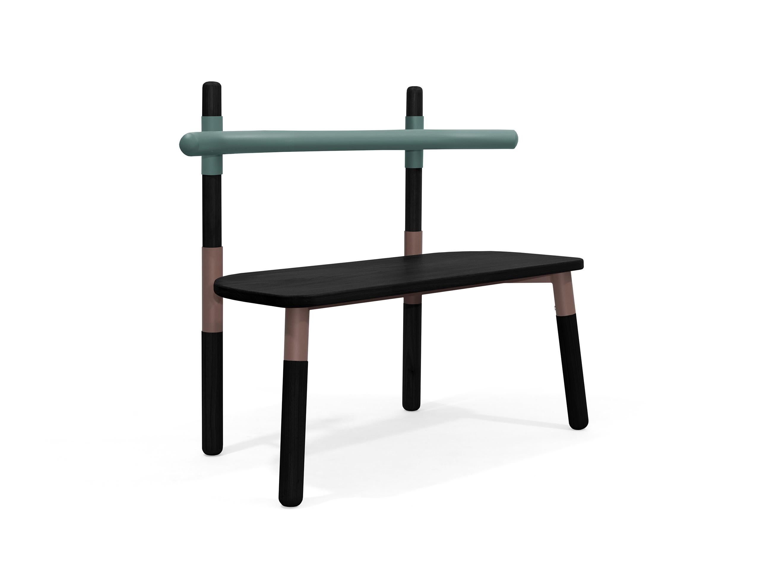 PK14 Double Chair, Bicolor Steel Structure & Ebonized Wood Legs by Paulo Kobylka For Sale 3