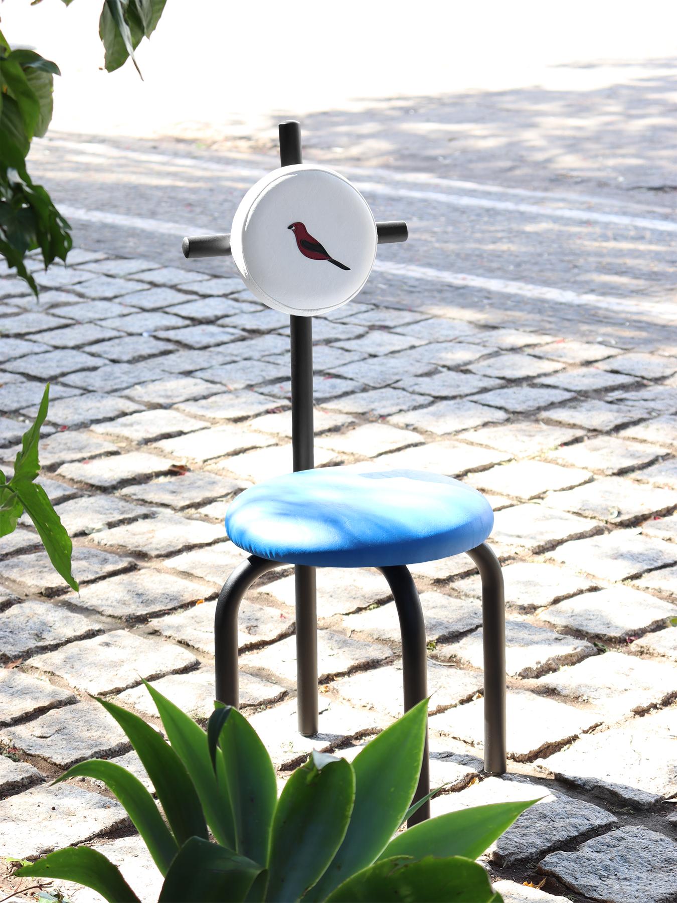 PK16 Impermeable Chair, Blue Seat & Carbon Steel Structure by Paulo Kobylka For Sale 9