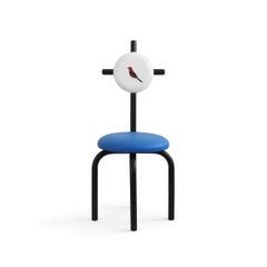 PK16 Impermeable Chair, Blue Seat & Carbon Steel Structure by Paulo Kobylka