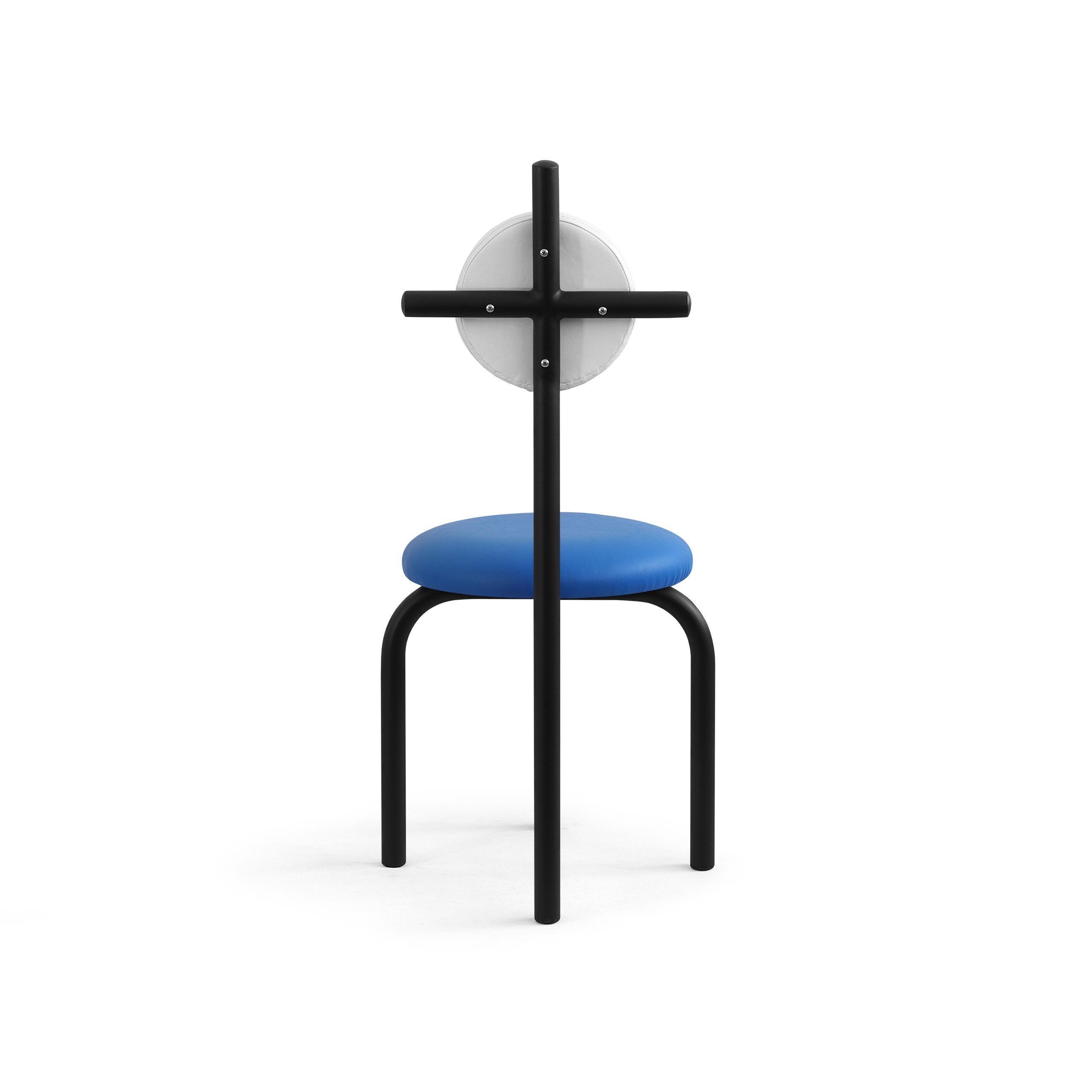 Contemporary PK16 Impermeable Chair, Blue Seat & Carbon Steel Structure by Paulo Kobylka For Sale