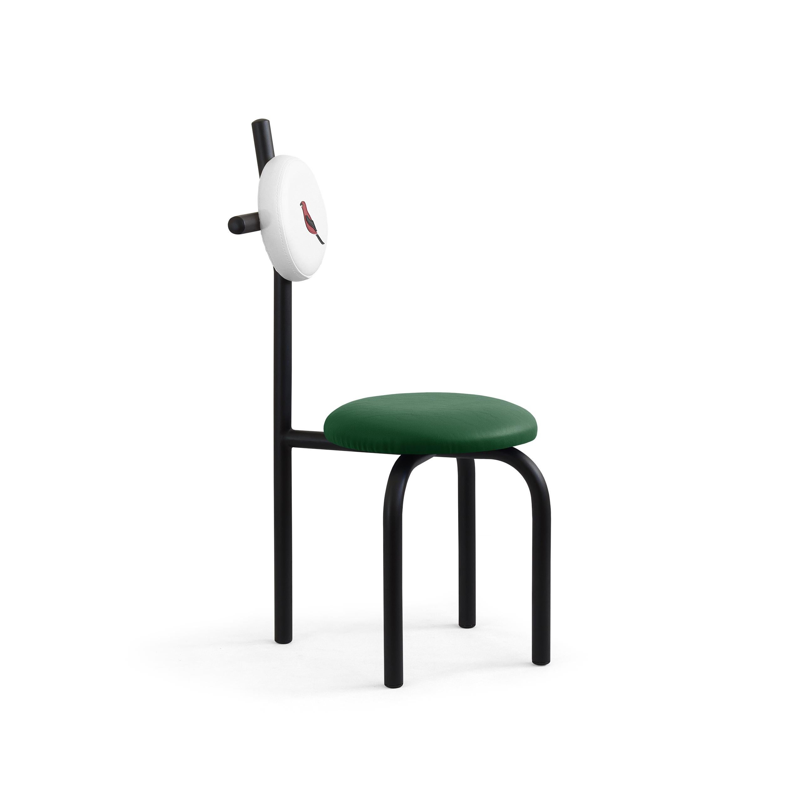 Post-Modern PK16 Impermeable Chair, Green Seat & Carbon Steel Structure by Paulo Kobylka For Sale