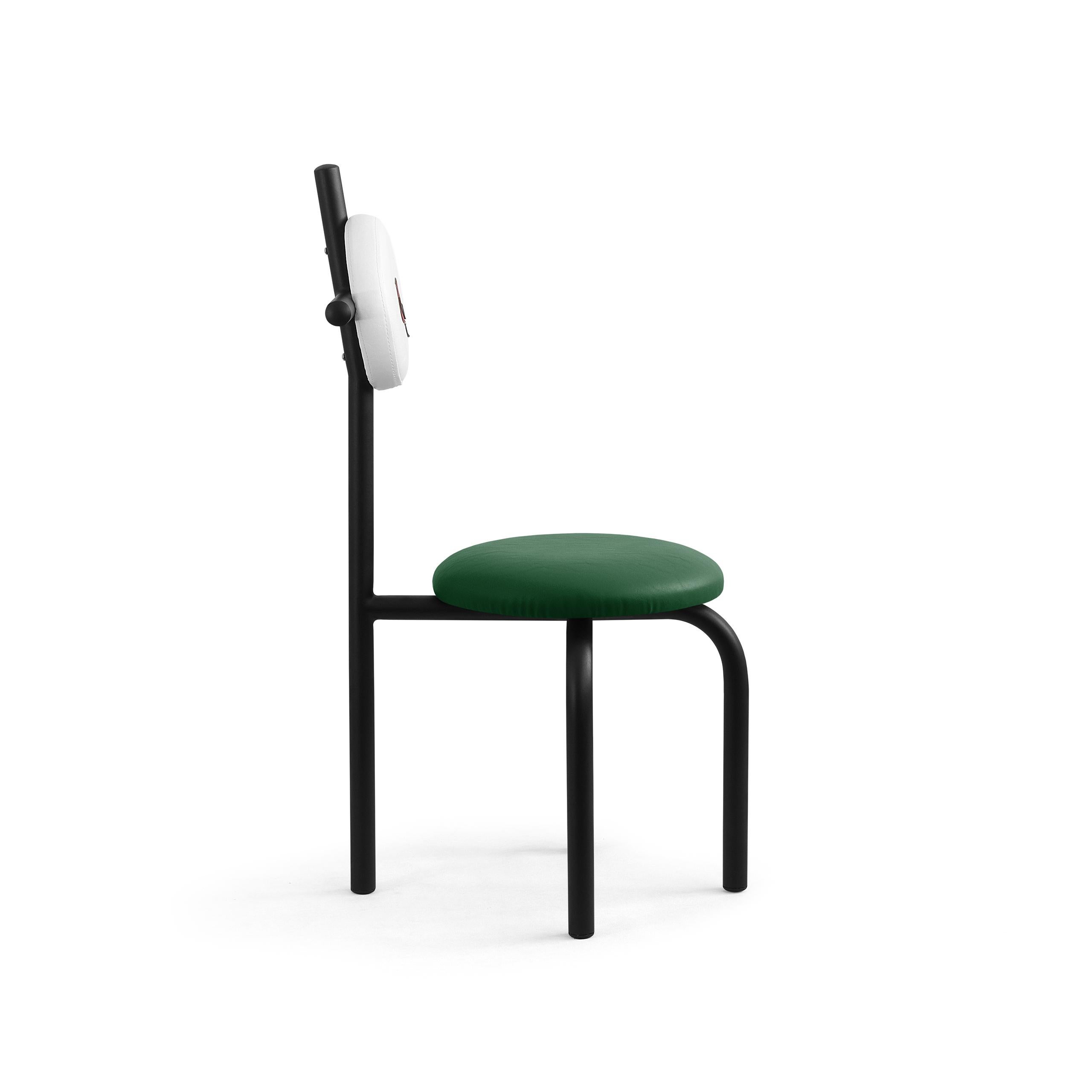 Brazilian PK16 Impermeable Chair, Green Seat & Carbon Steel Structure by Paulo Kobylka For Sale
