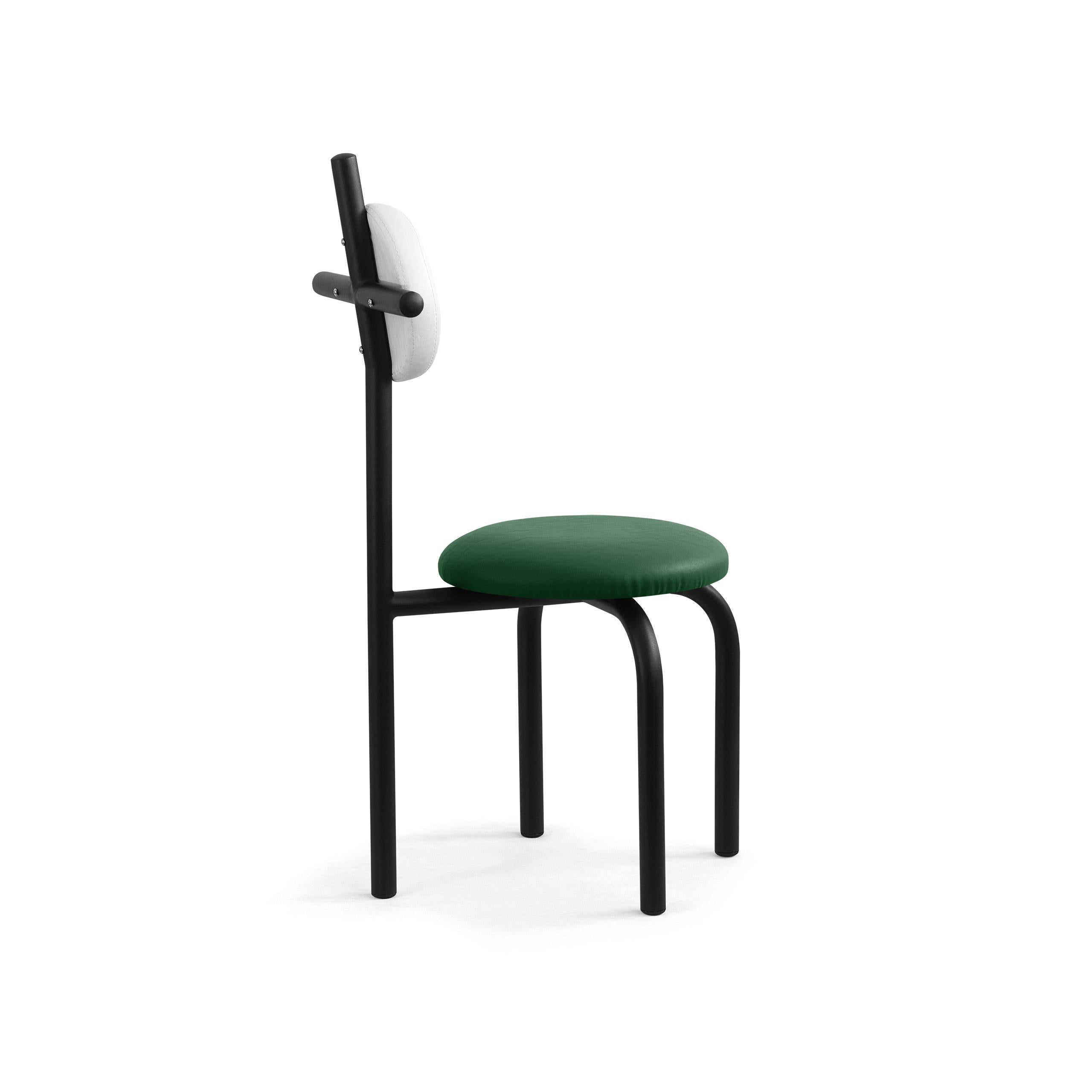 Appliqué PK16 Impermeable Chair, Green Seat & Carbon Steel Structure by Paulo Kobylka For Sale