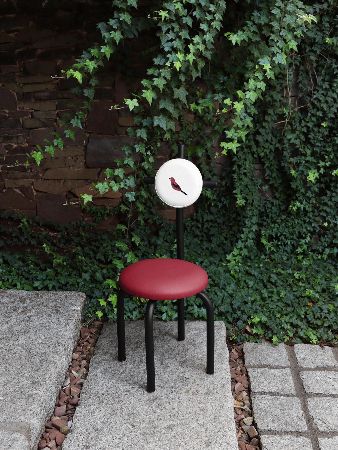 PK16 Impermeable Chair, Red Seat & Carbon Steel Structure by Paulo Kobylka For Sale 3