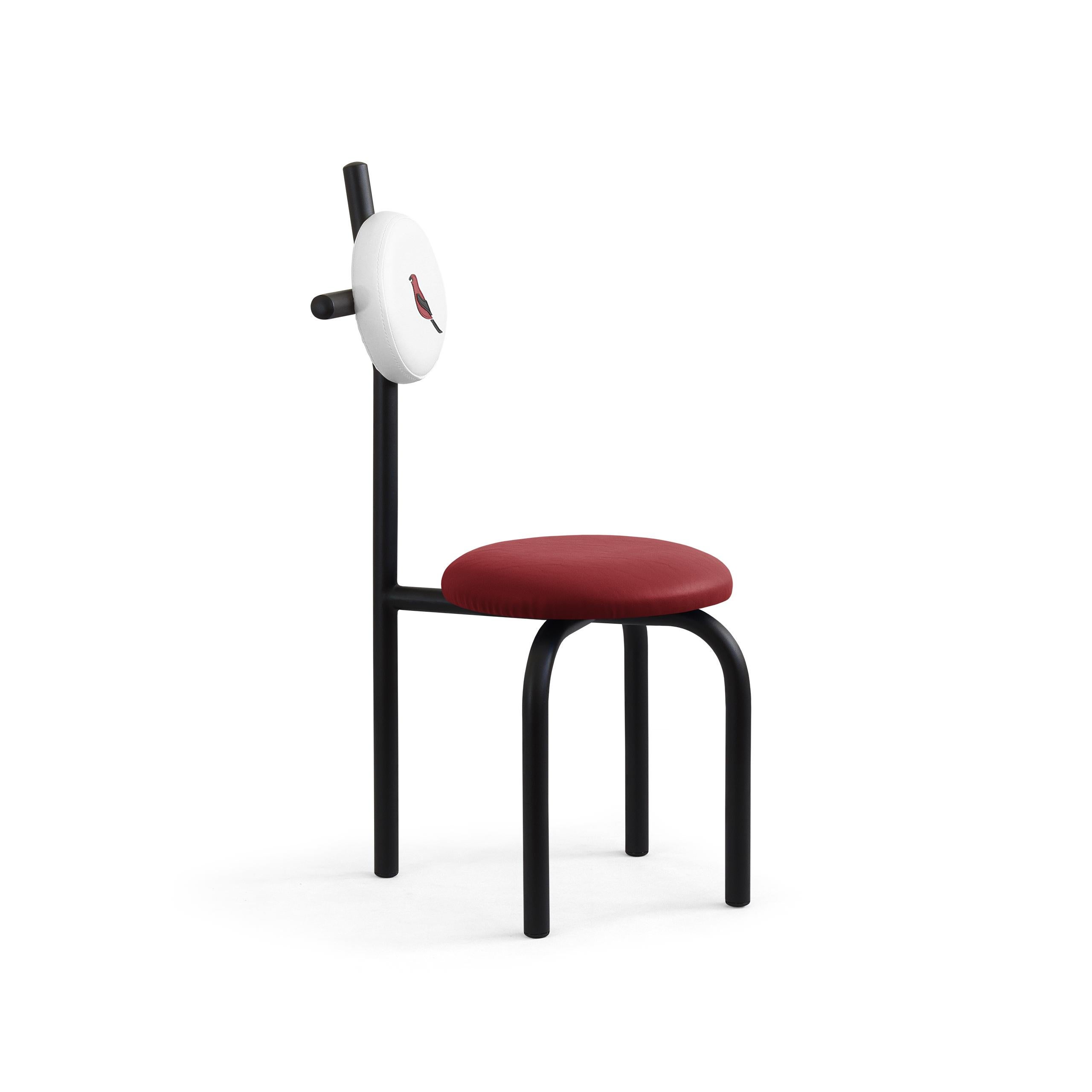 Post-Modern PK16 Impermeable Chair, Red Seat & Carbon Steel Structure by Paulo Kobylka For Sale